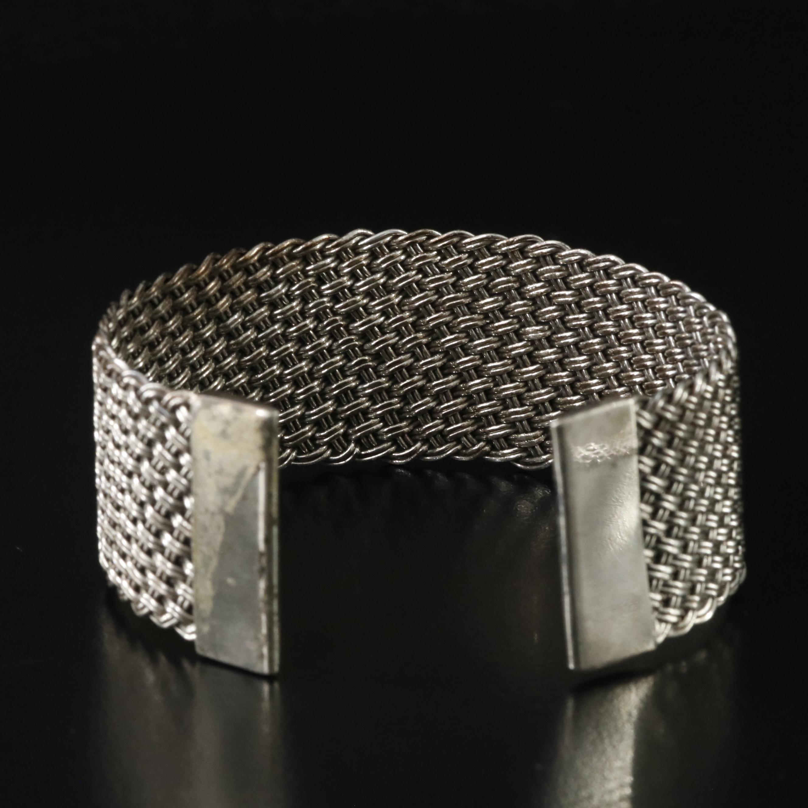 Sterling Bismark Chain Necklace and Basket Weave Cuff