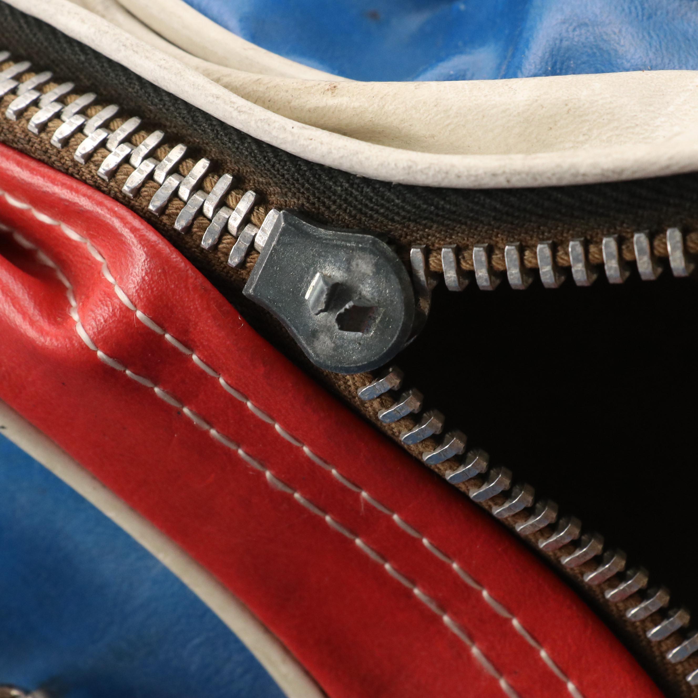 Small Gym Bag in Blue/White/Red Coated Canvas