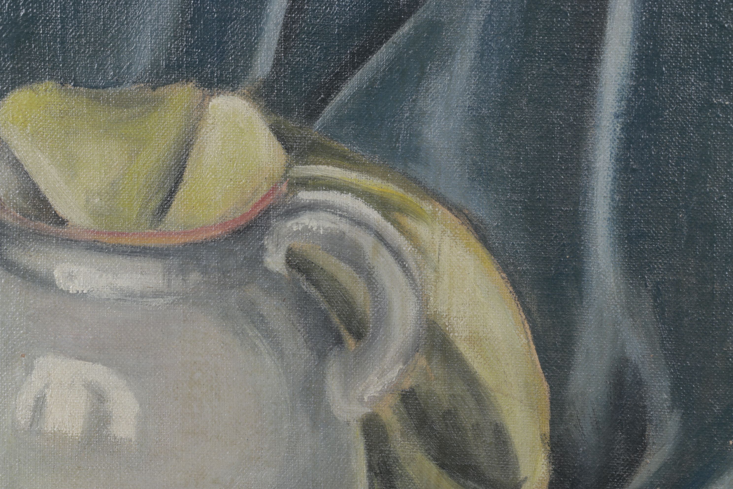 Pat Fuller Earth-Toned Still Life of Vase and Inkwell in Fabric, 1944