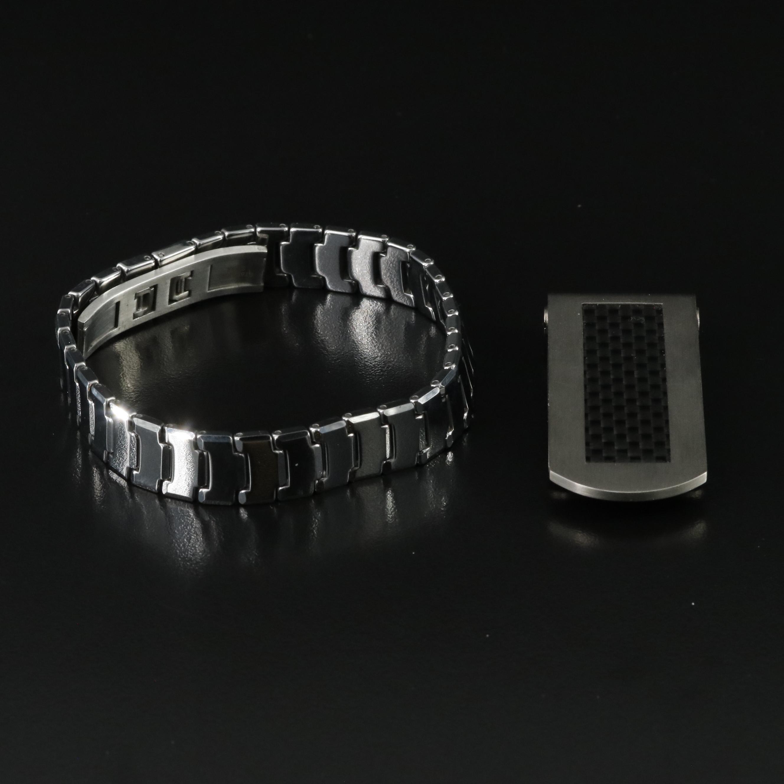 Stainless Steel Bracelet and Titanium Money Clip