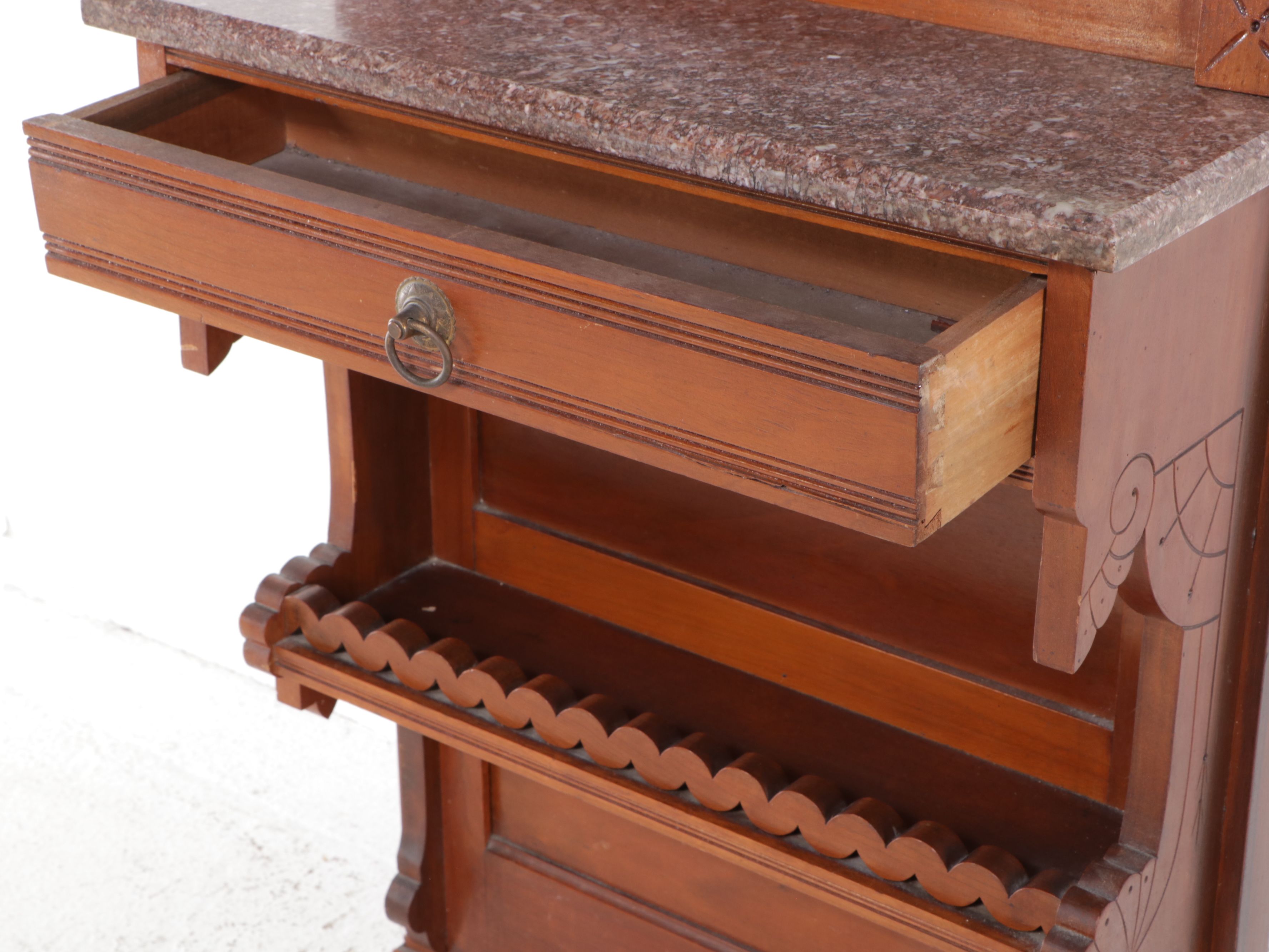 Victorian Eastlake Walnut Hall Tree, Late 19th/Early 20th Century