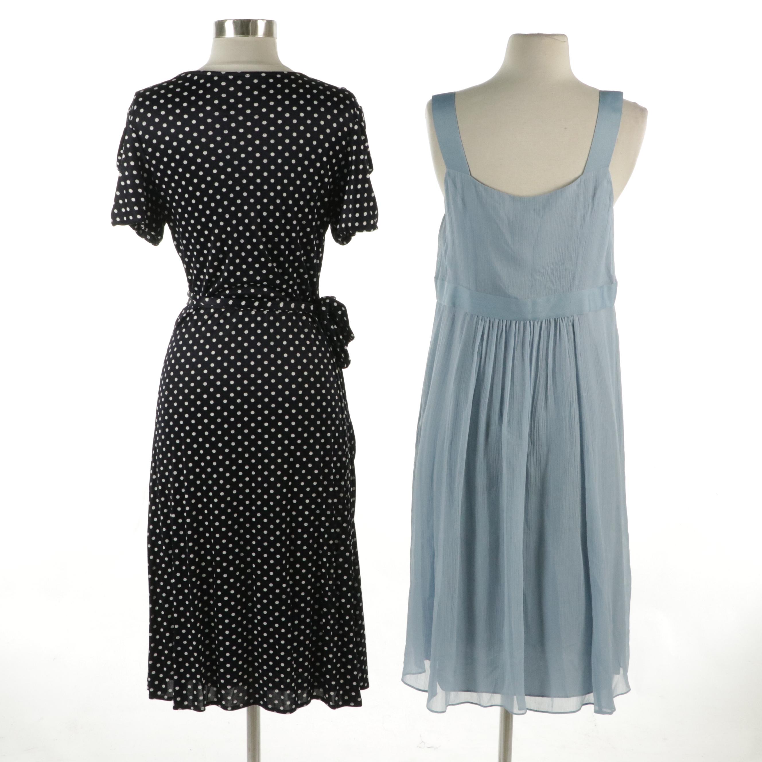 Boden Blue Silk Crepe Sleeveless Dress & Matthew Stevens Wrap Dress with Tags