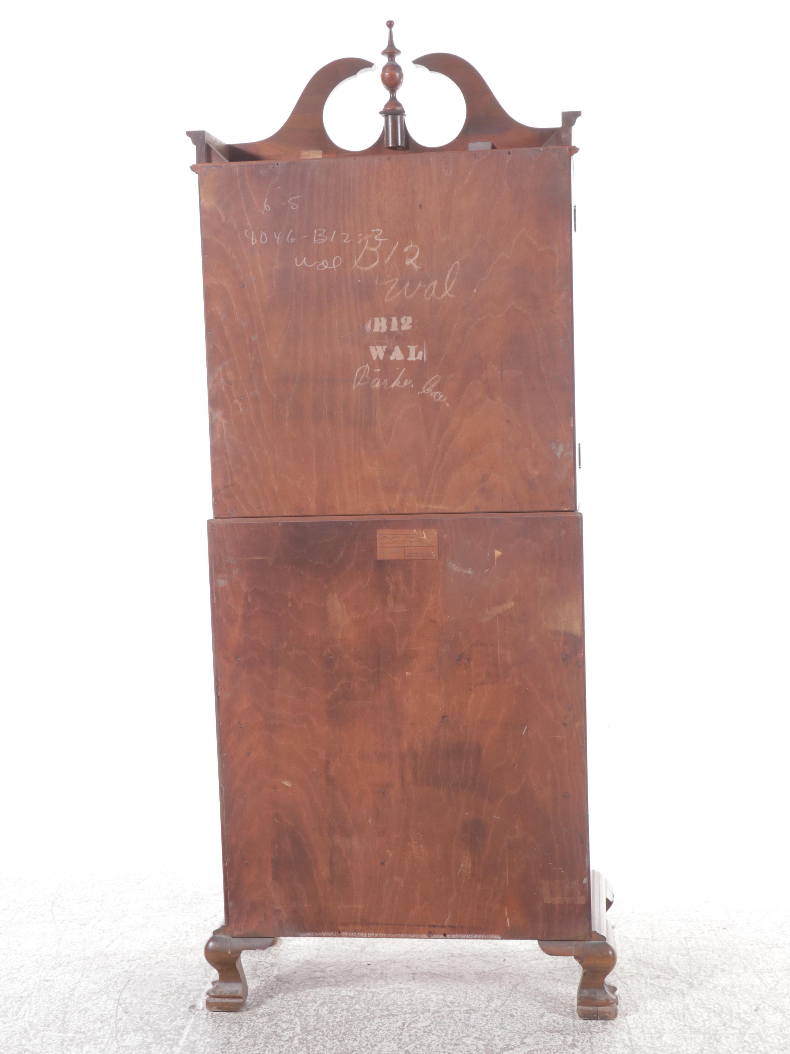 Northwestern Cabinet Co. Chippendale Style Walnut Secretary Desk with Hutch