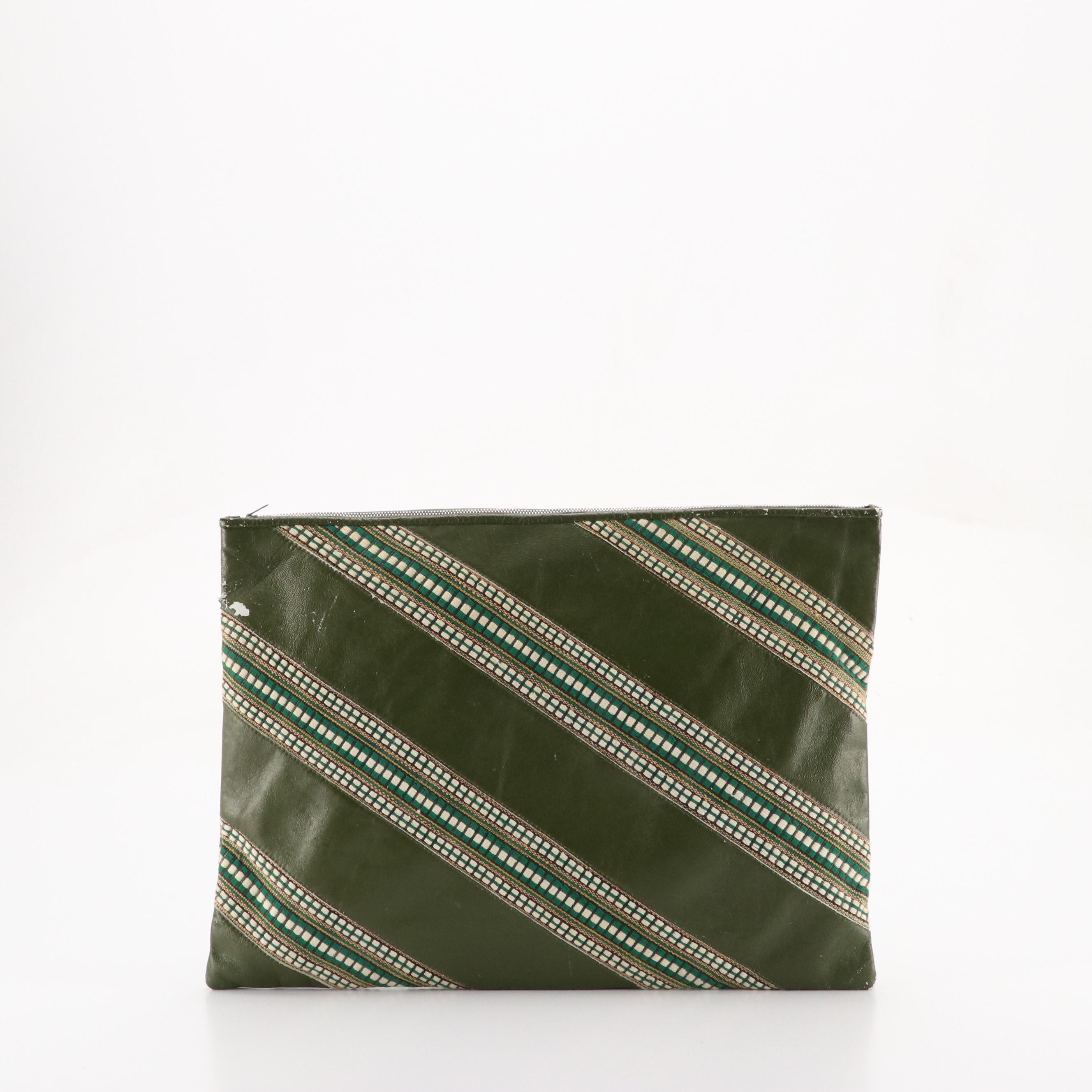 Ecuadorian Leather/Woven Textile Zip Pouch with Other Carpet Bag Soft Suitcase