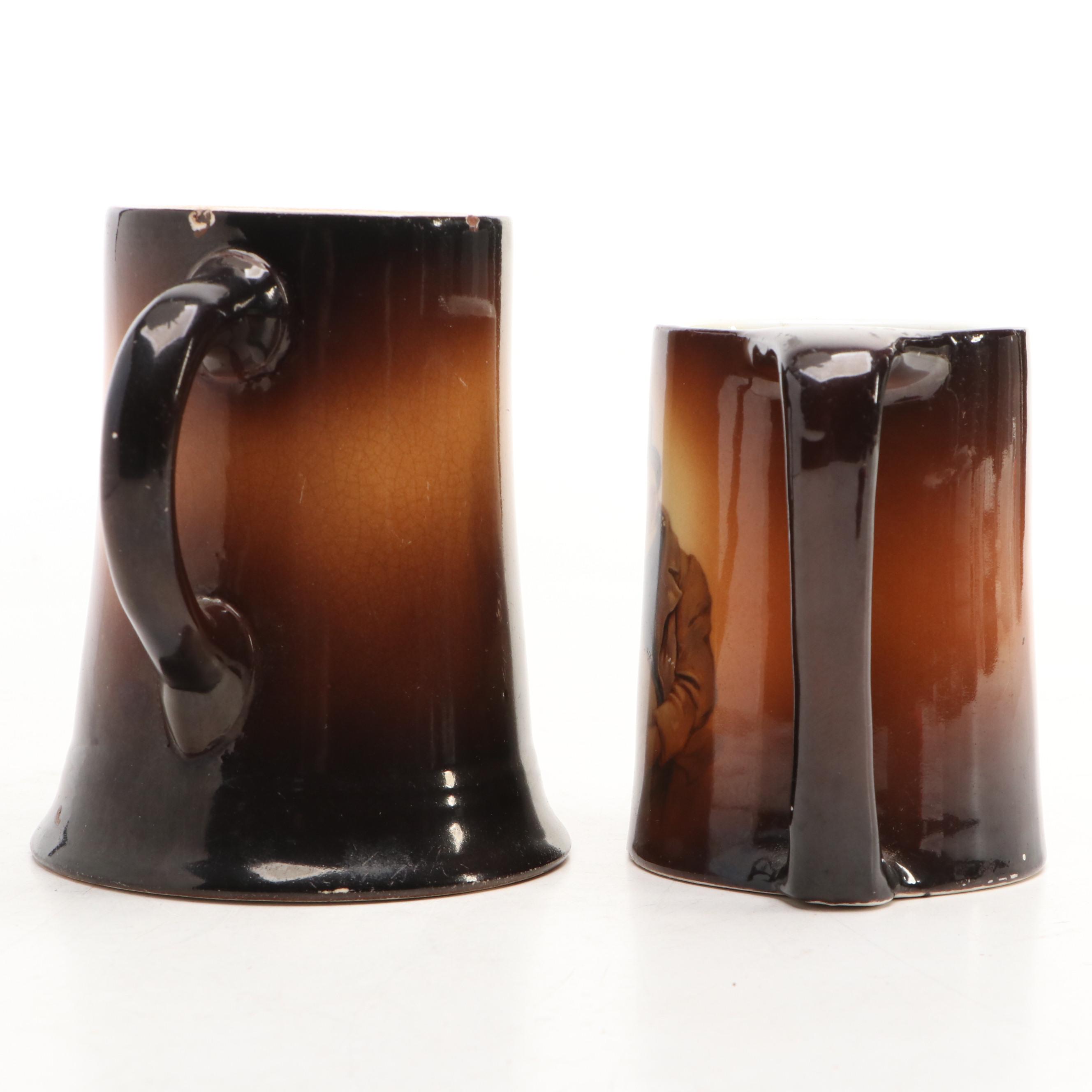 Warwick "Ioga" Monk Pitcher and Mug with Gentleman Mug, Early 20th Century