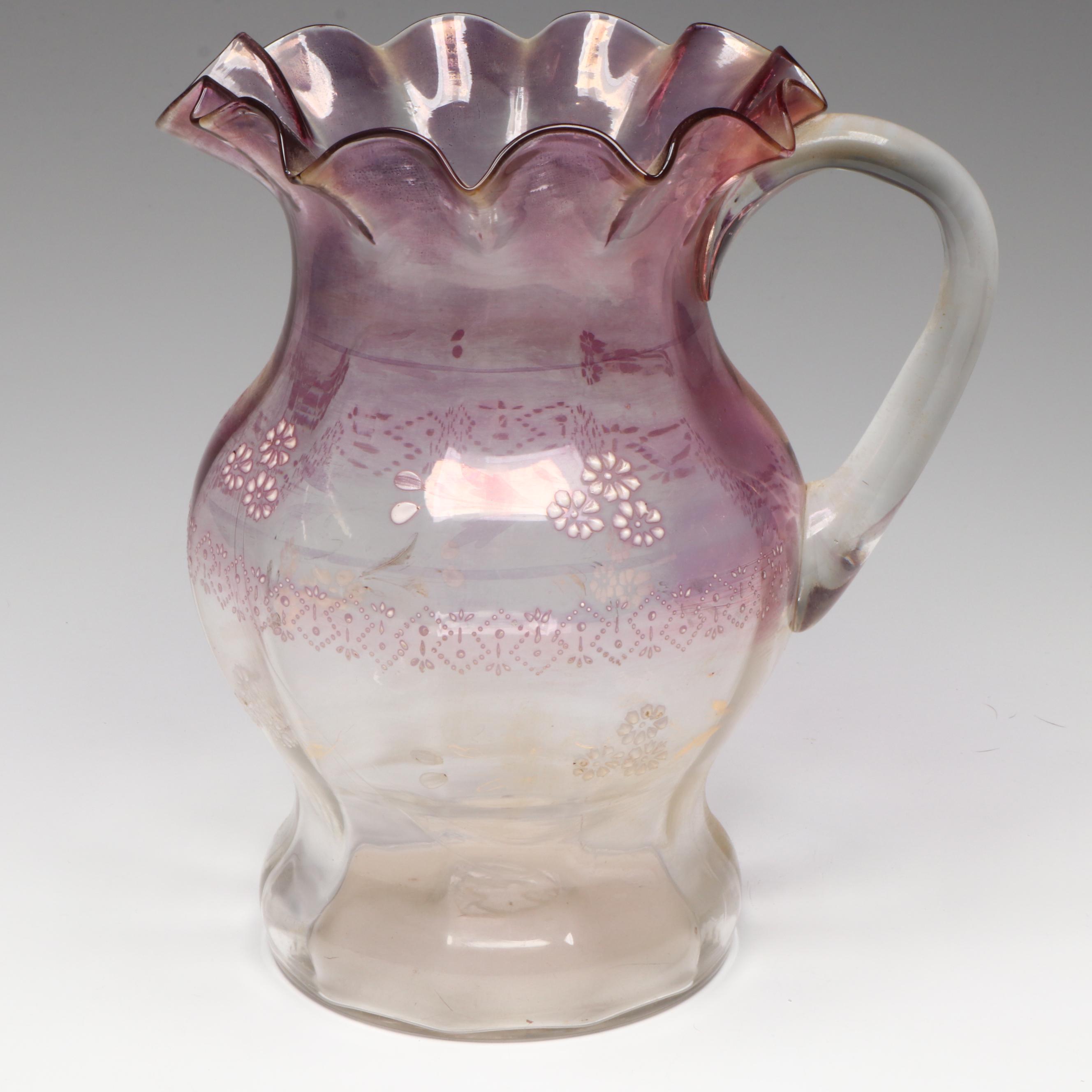 Victorian Style Ombre Glass Lemonade Set with Hand-Painted Decoration