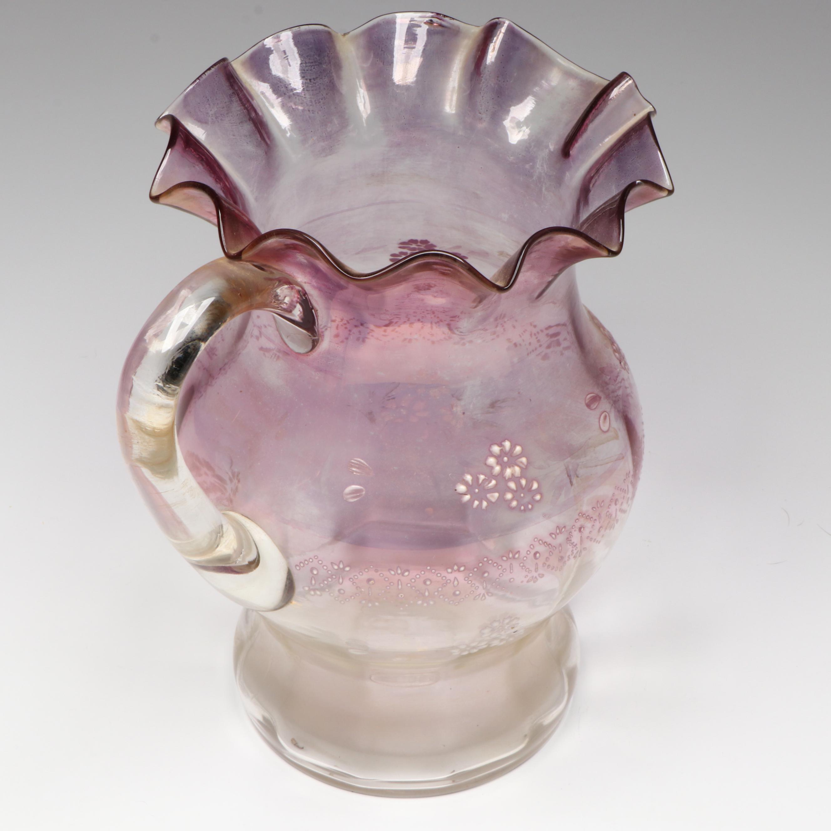 Victorian Style Ombre Glass Lemonade Set with Hand-Painted Decoration