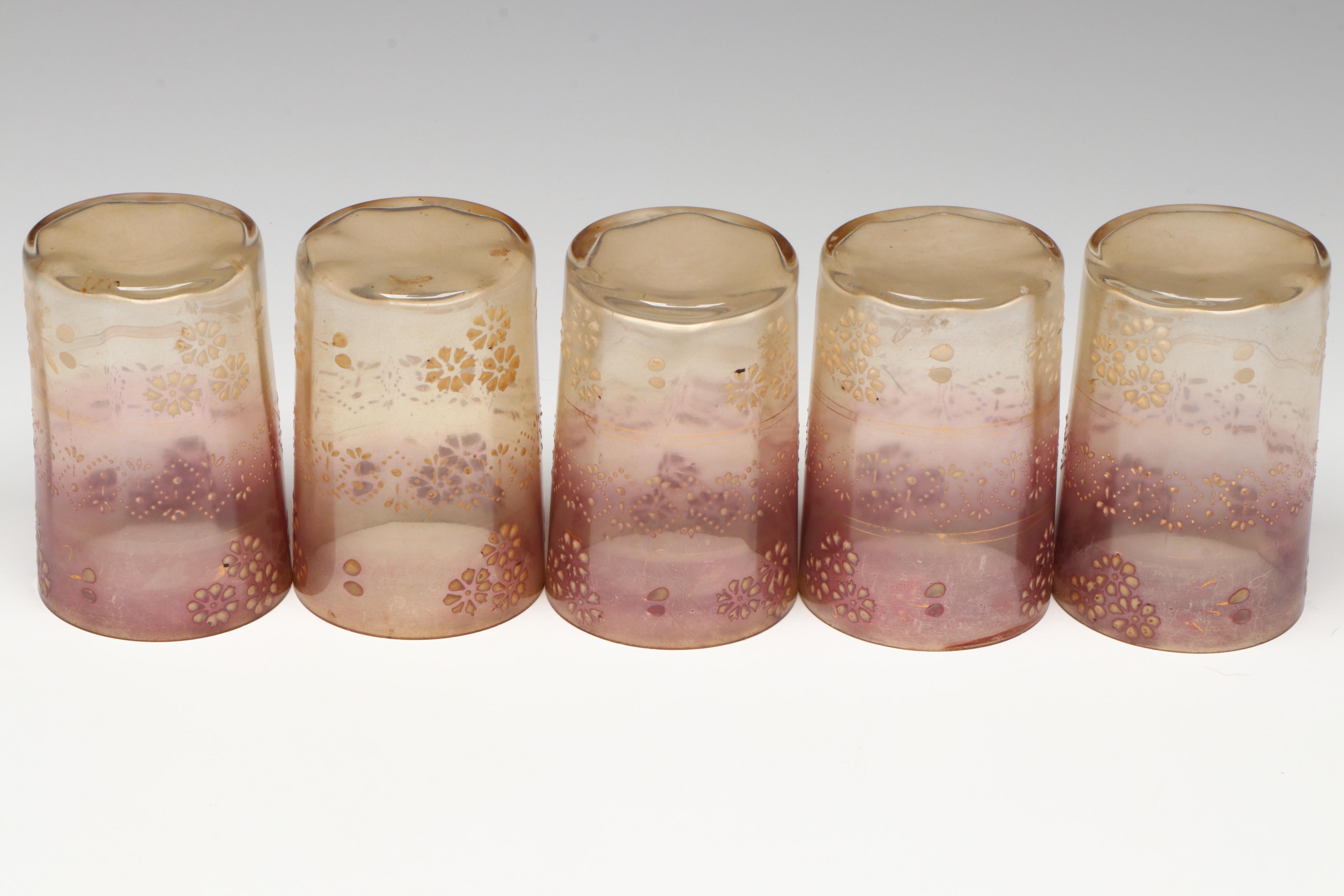 Victorian Style Ombre Glass Lemonade Set with Hand-Painted Decoration