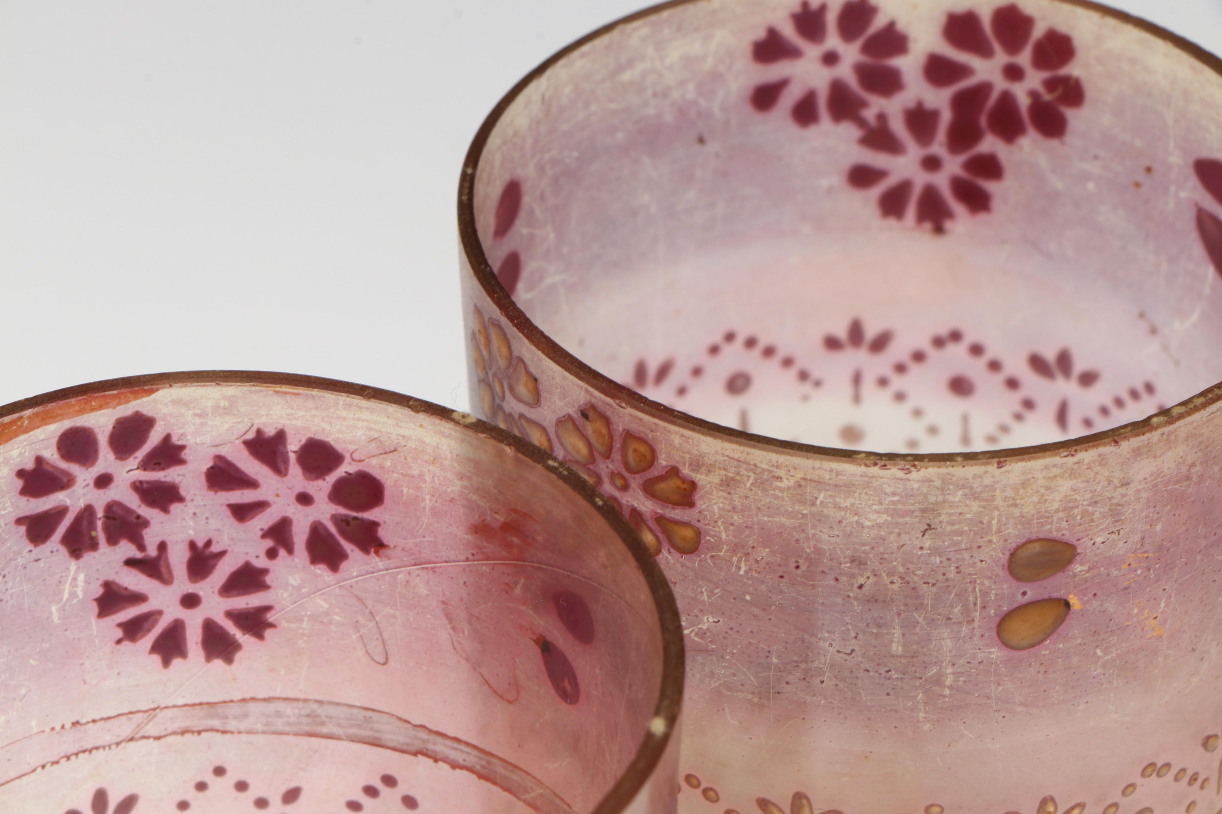 Victorian Style Ombre Glass Lemonade Set with Hand-Painted Decoration