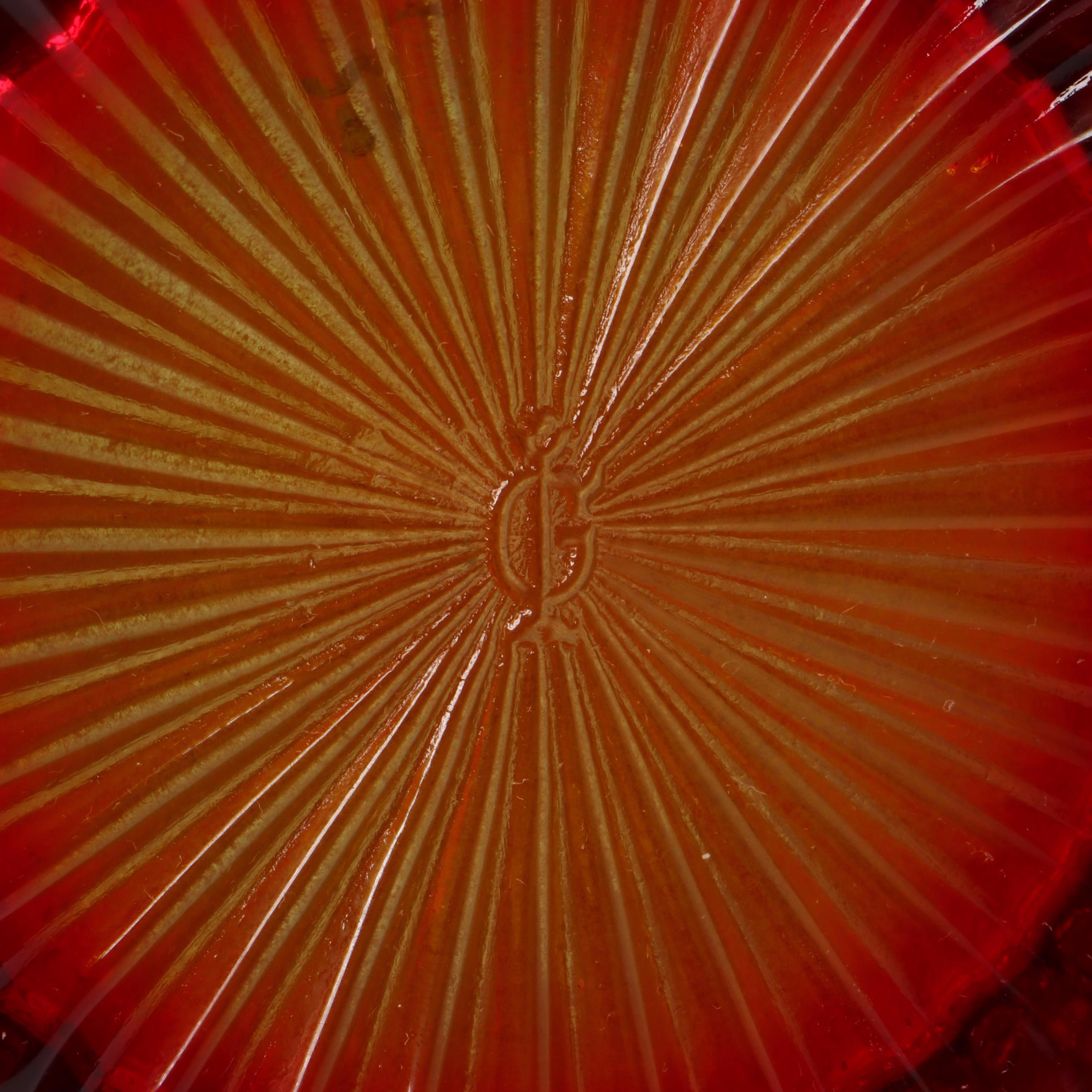 Imperial "Red Field Flower" Carnival Glass Pitcher with Cups, Mid-20th Century