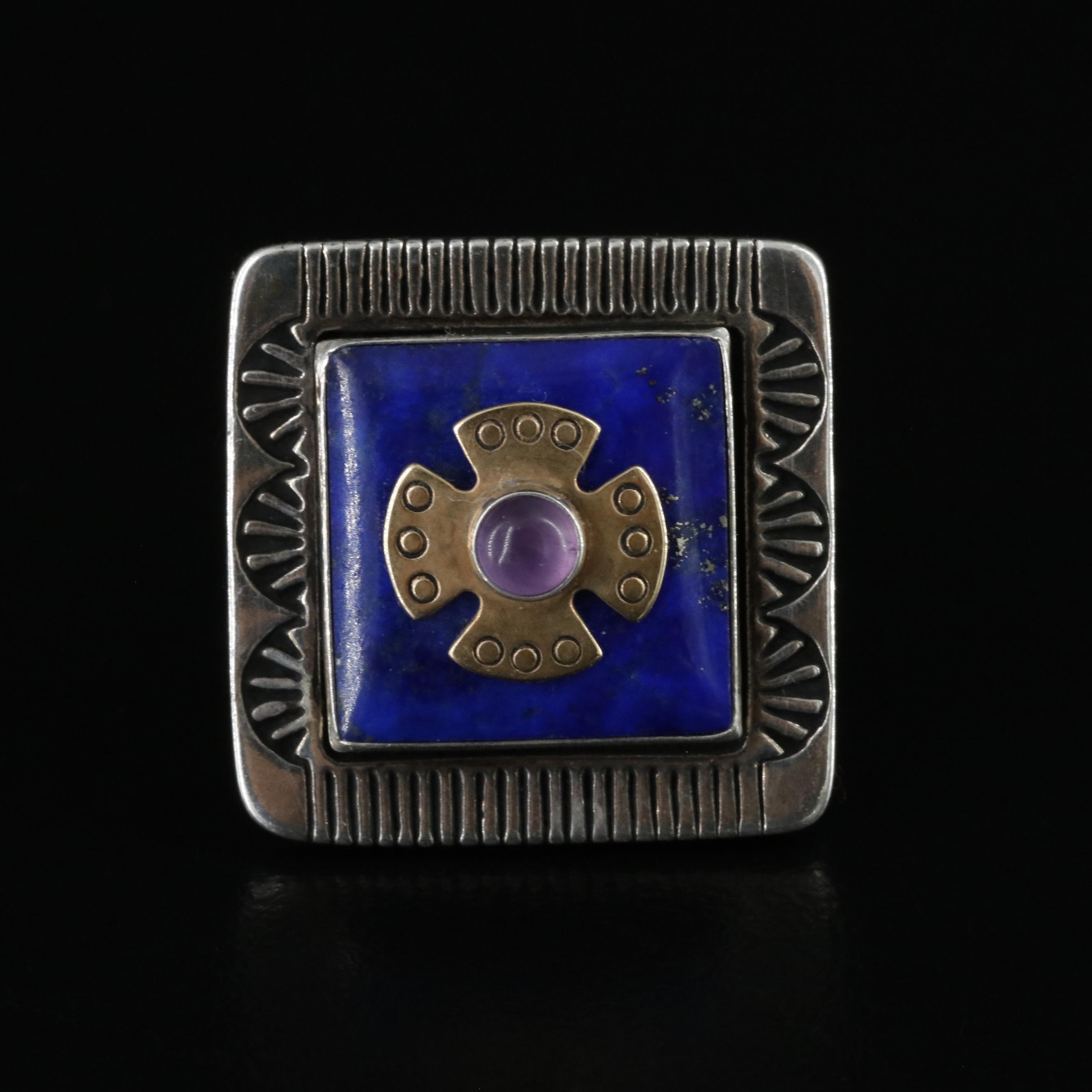 Sterling Anatole Amethyst Earrings and Relios Lapis Lazuli Ring with 14K Accents