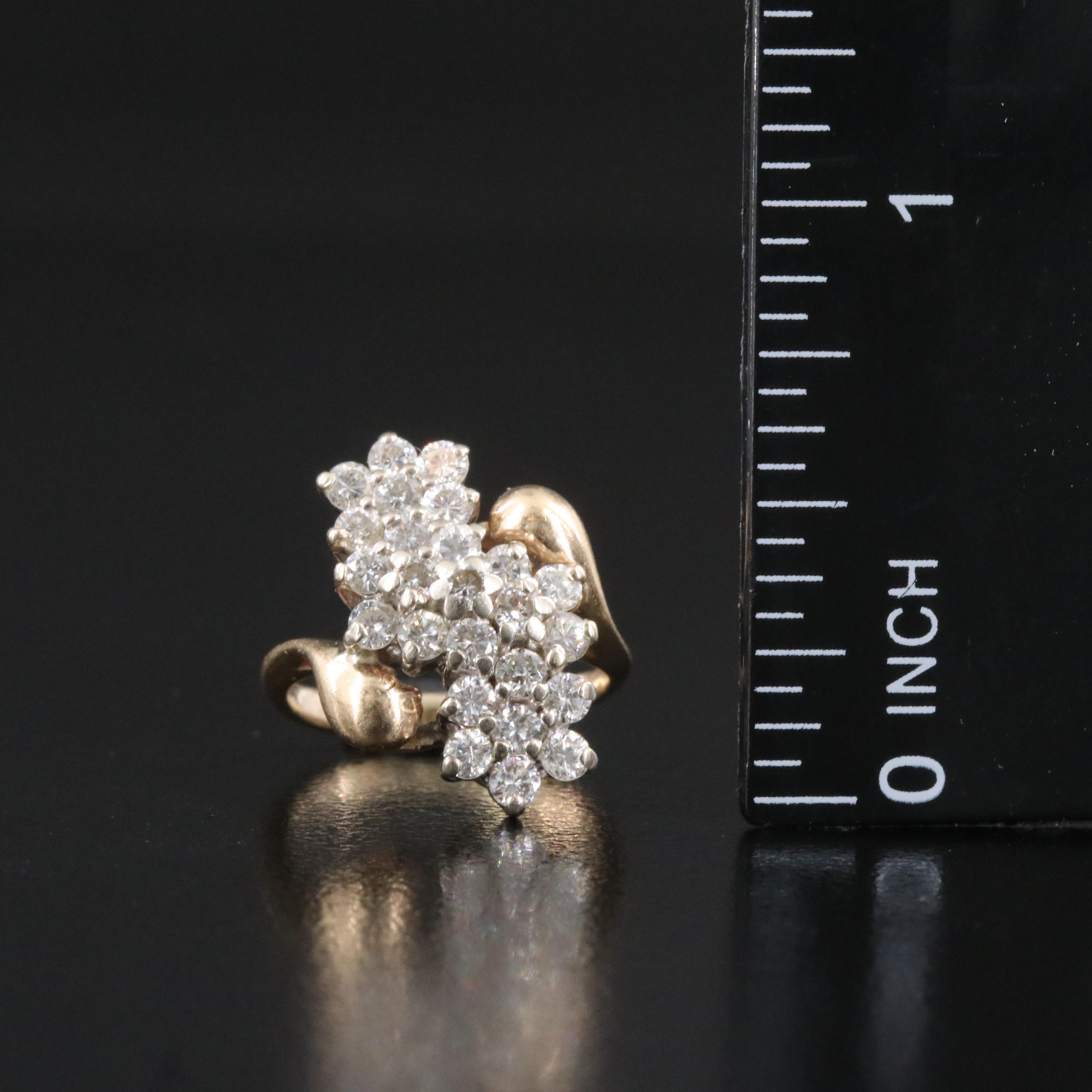 14K 0.98 CTW Diamond Cluster Ring