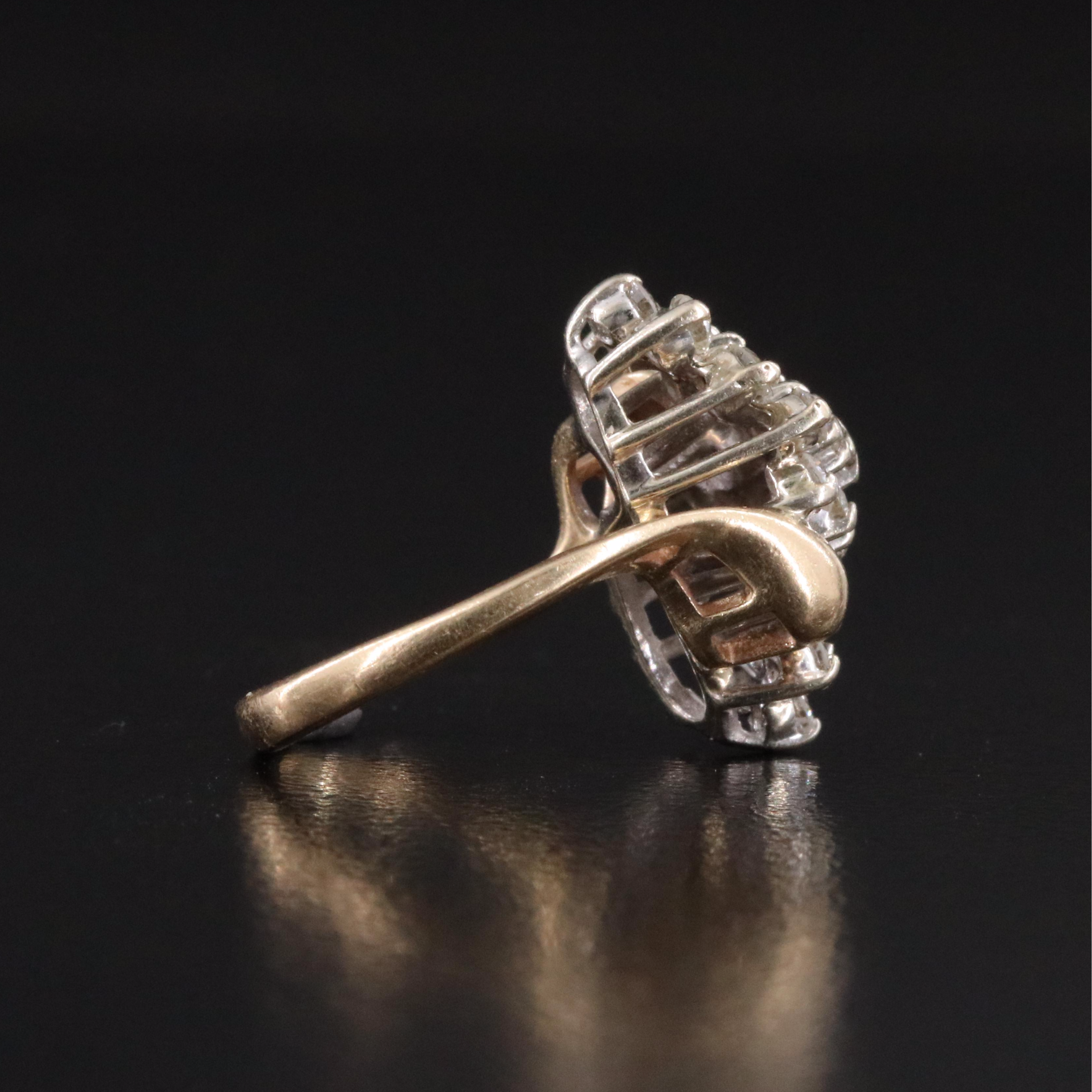 14K 0.98 CTW Diamond Cluster Ring