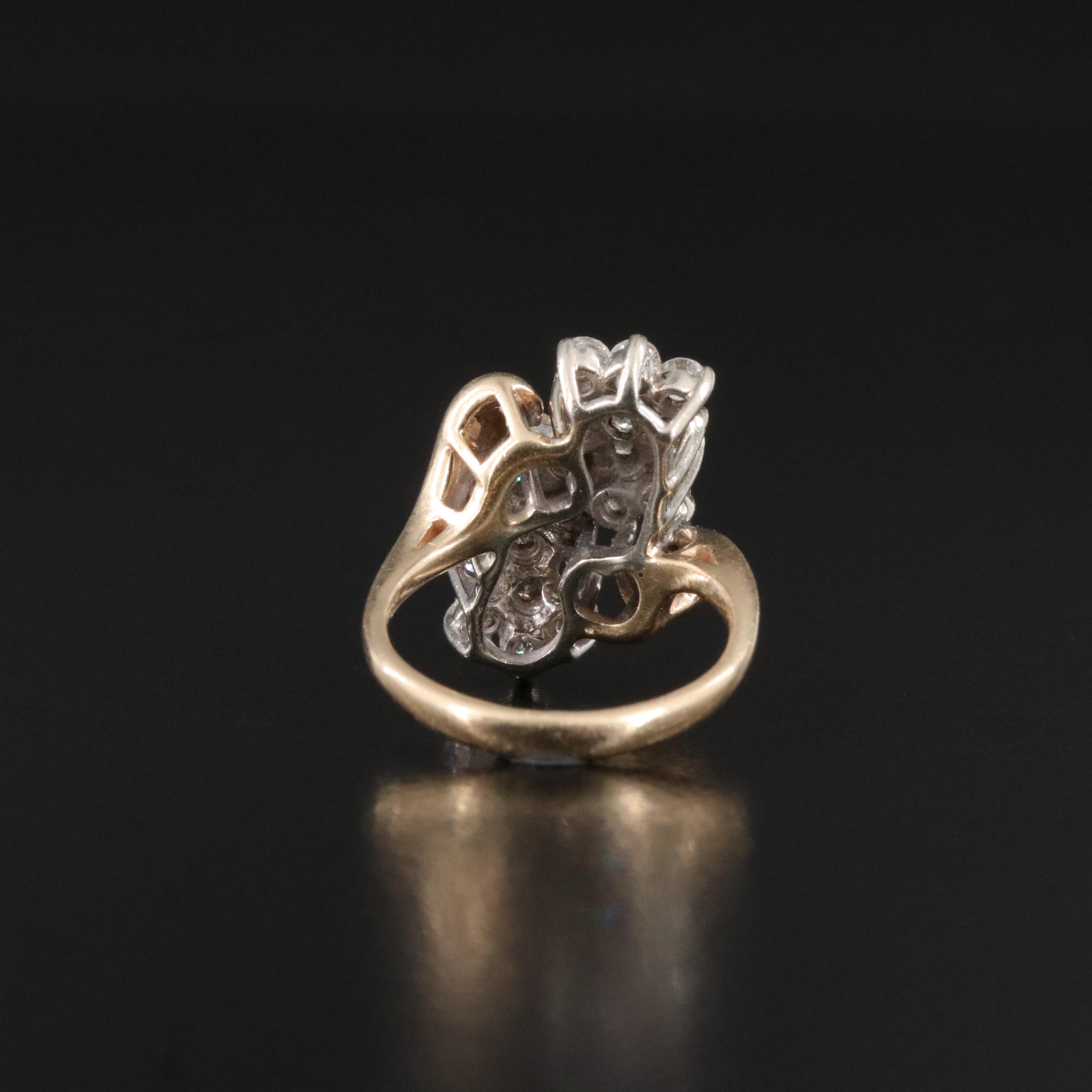 14K 0.98 CTW Diamond Cluster Ring