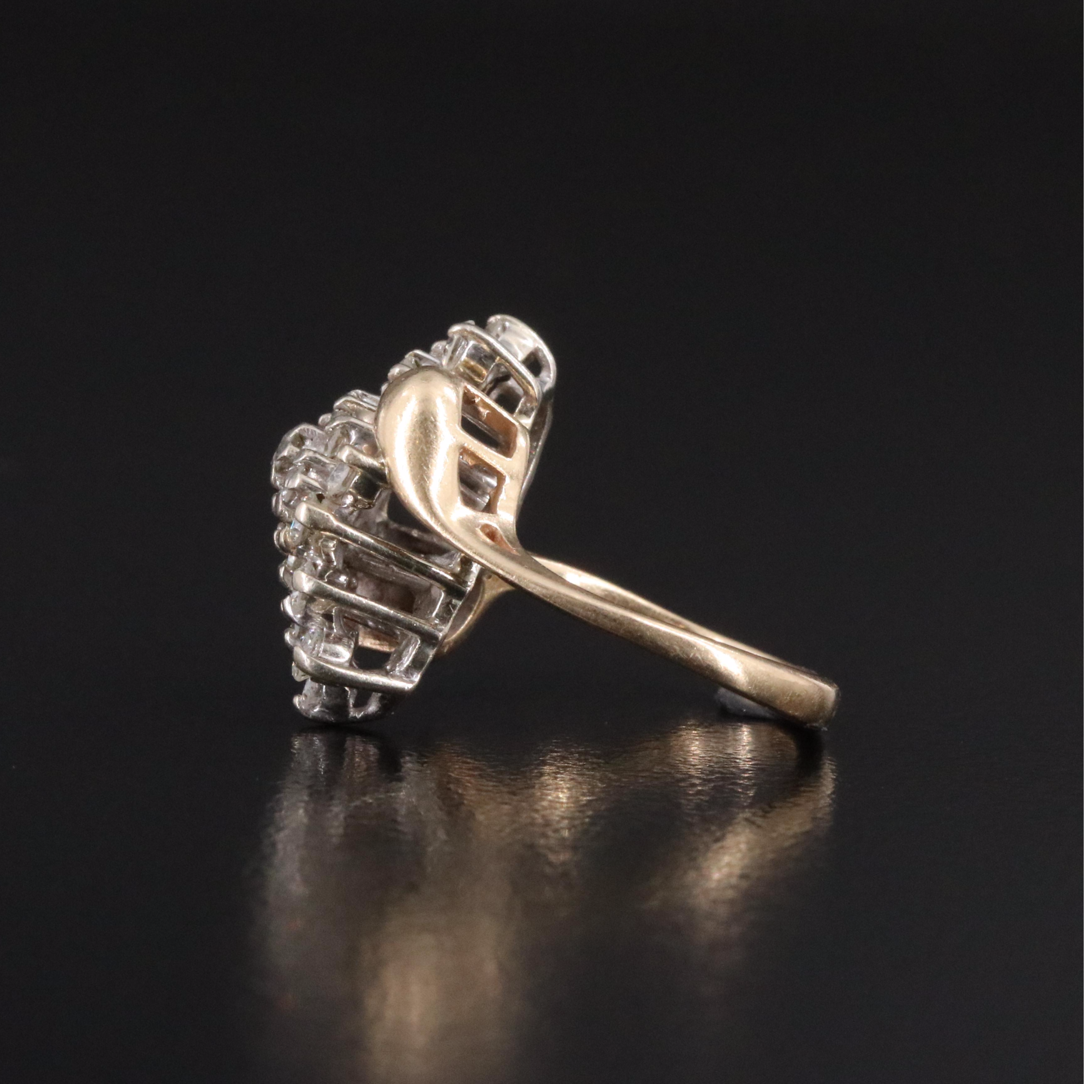 14K 0.98 CTW Diamond Cluster Ring