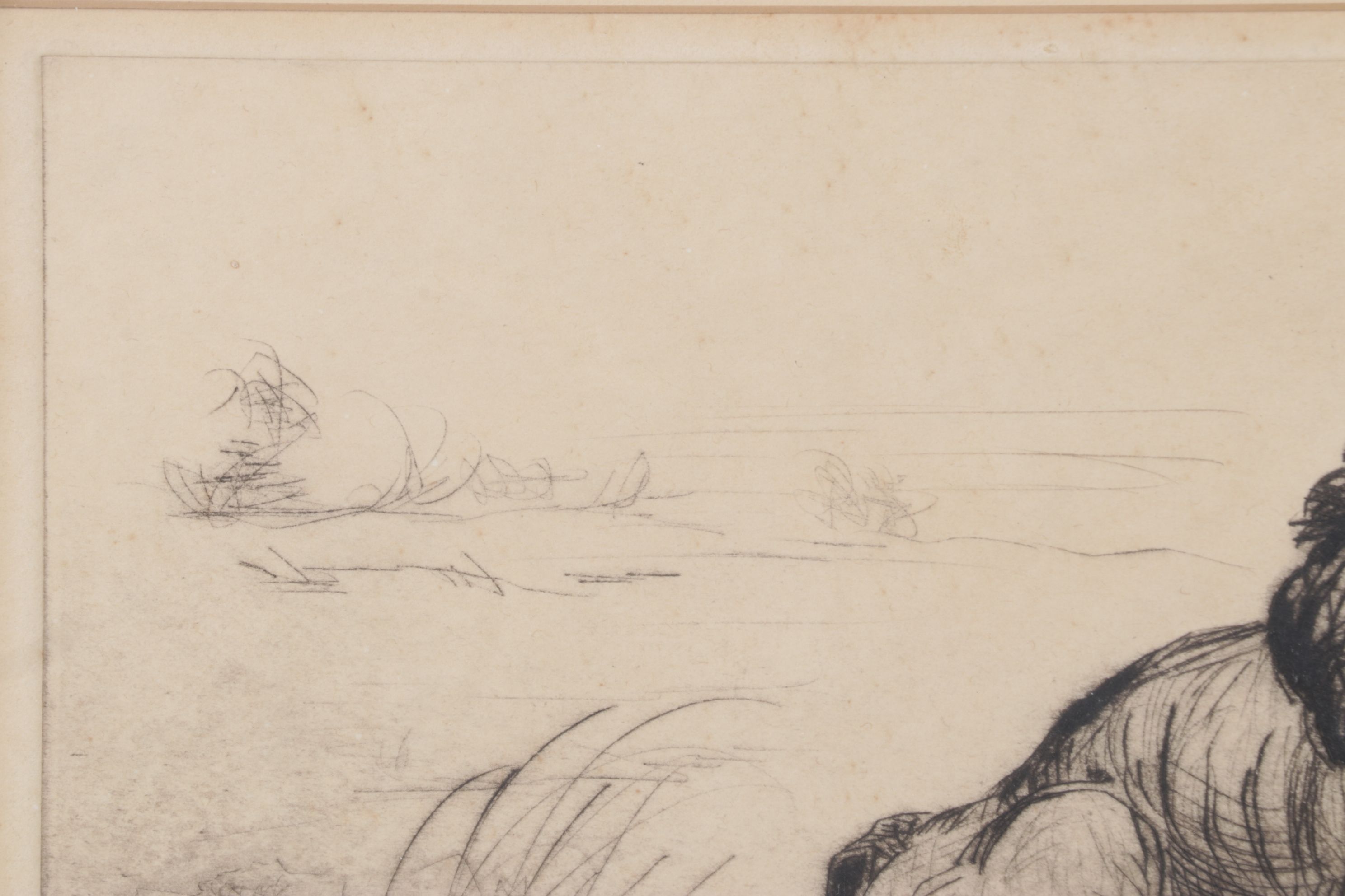 Fuji Nakamizo "Combat" Etching on Paper, 1926