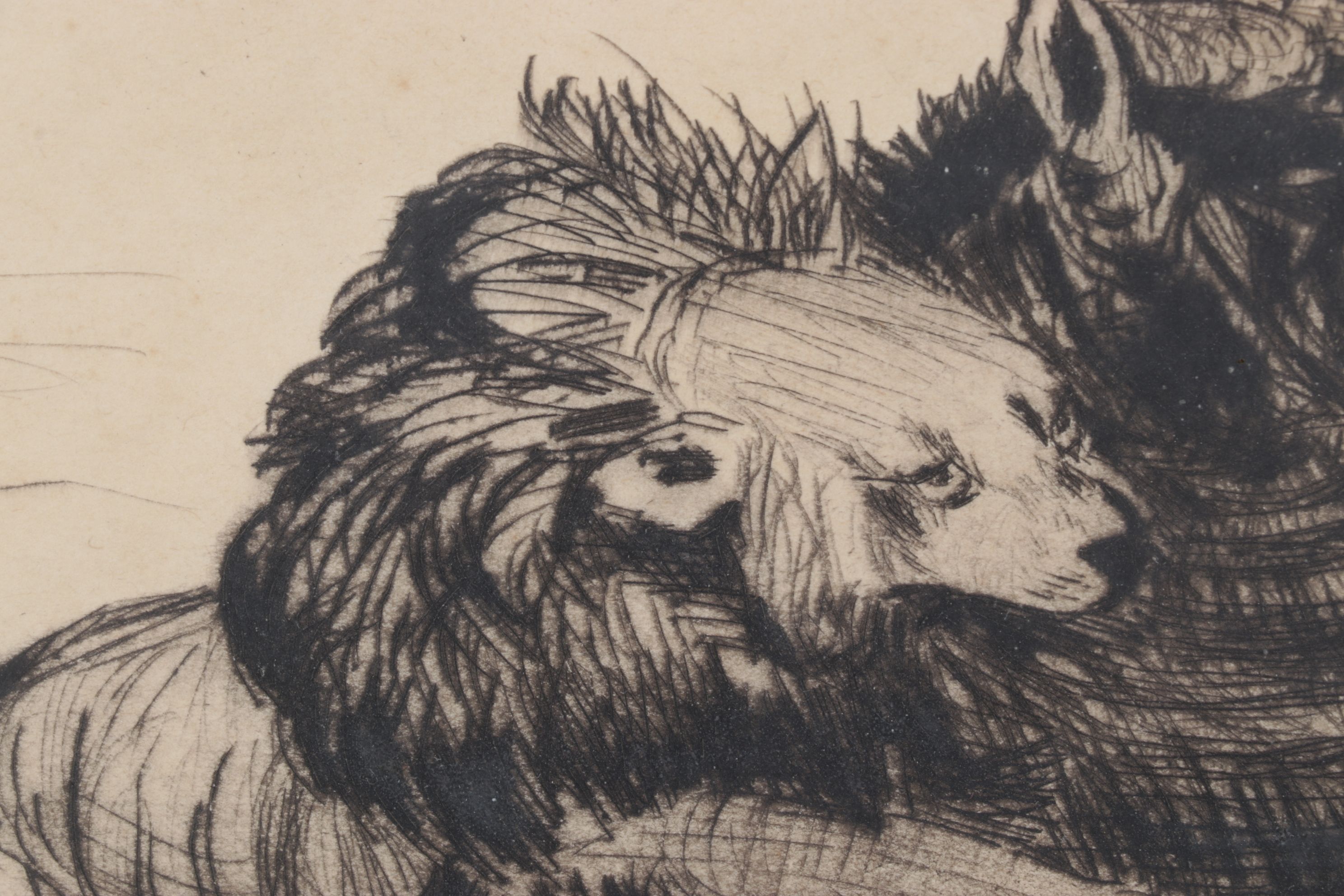 Fuji Nakamizo "Combat" Etching on Paper, 1926