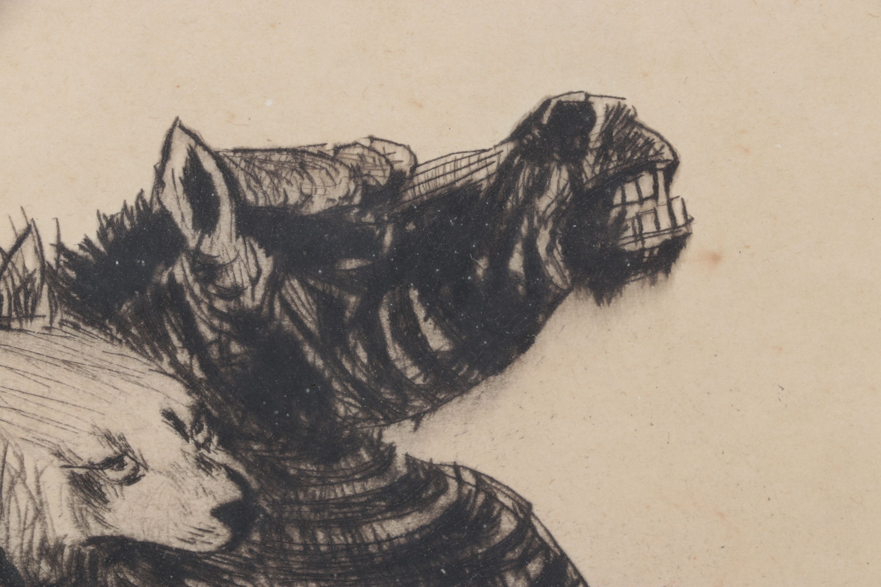 Fuji Nakamizo "Combat" Etching on Paper, 1926