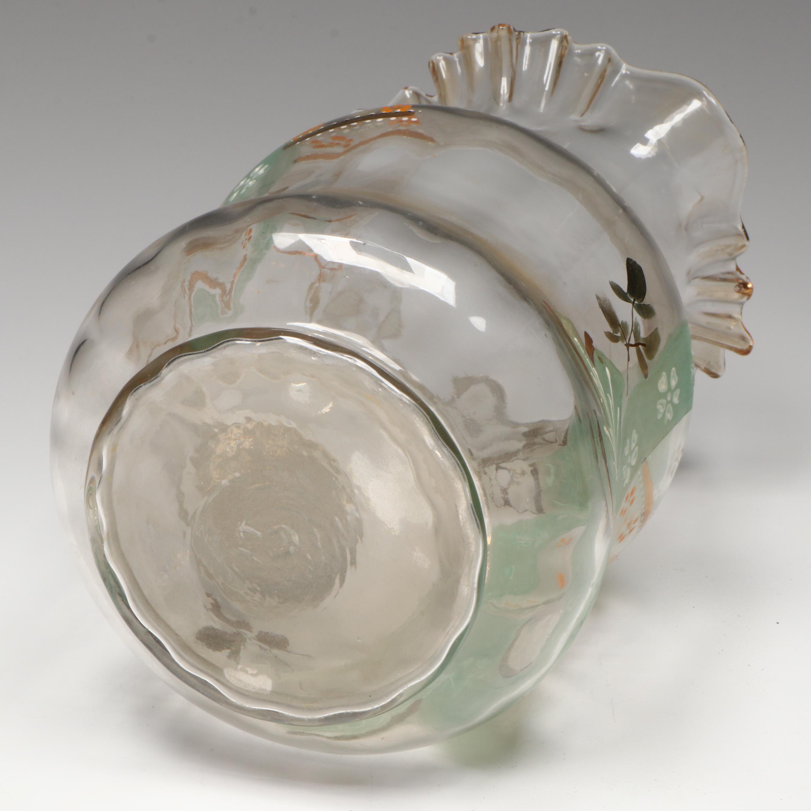 Victorian Style Blown Glass Lemonade Set with Hand-Painted Decoration