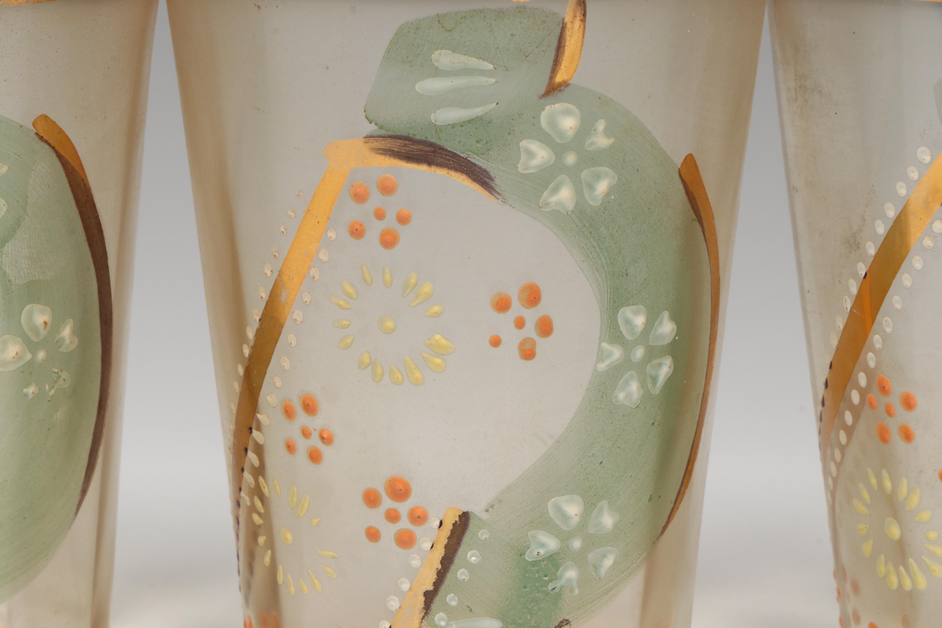 Victorian Style Blown Glass Lemonade Set with Hand-Painted Decoration