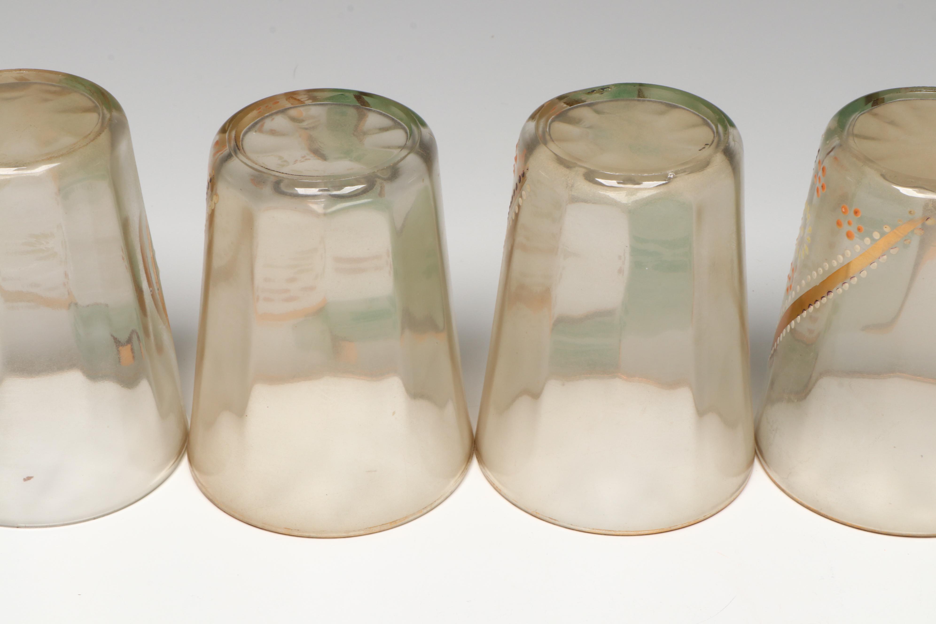 Victorian Style Blown Glass Lemonade Set with Hand-Painted Decoration