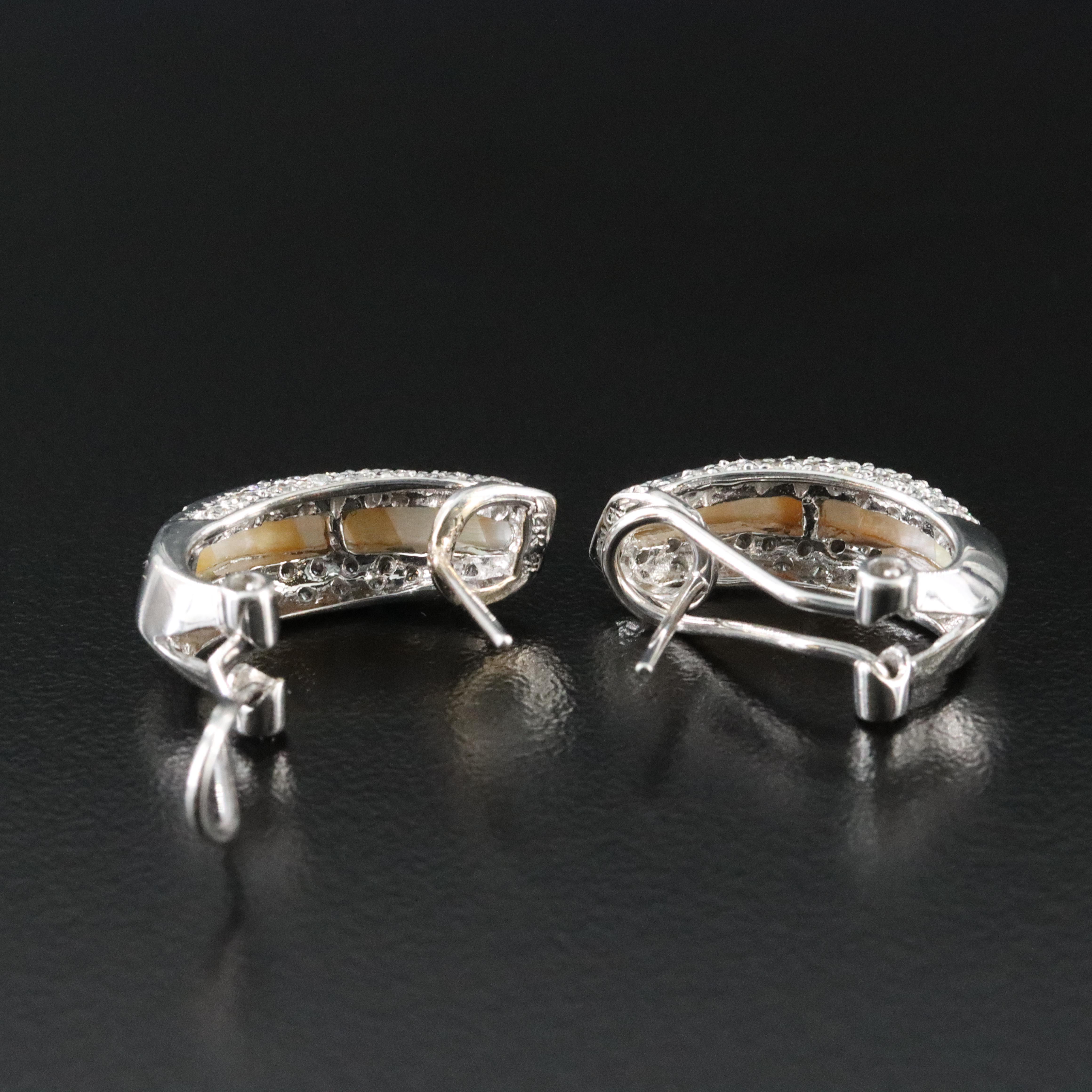 14K Mother of Pearl Inlay and Diamond Earrings