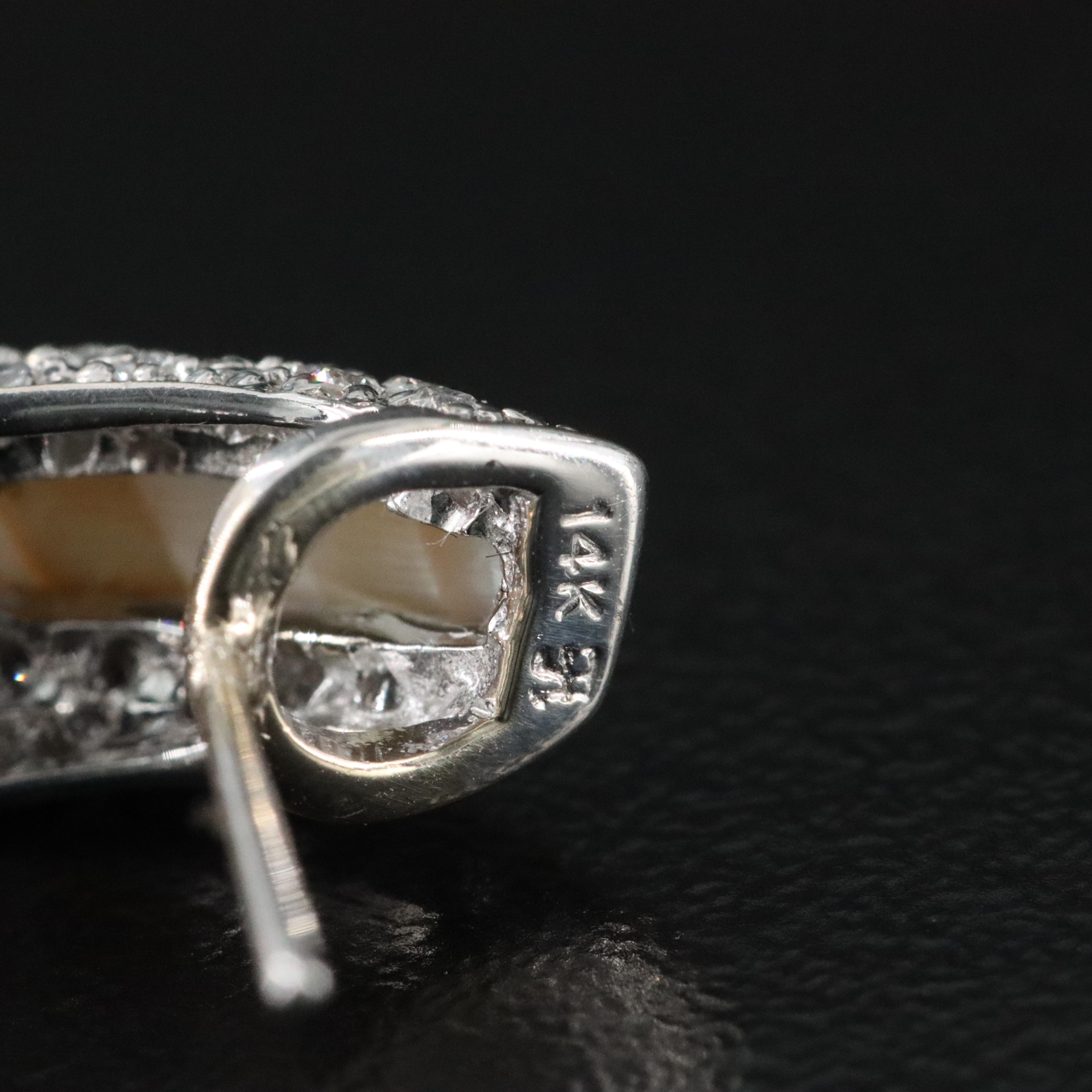 14K Mother of Pearl Inlay and Diamond Earrings