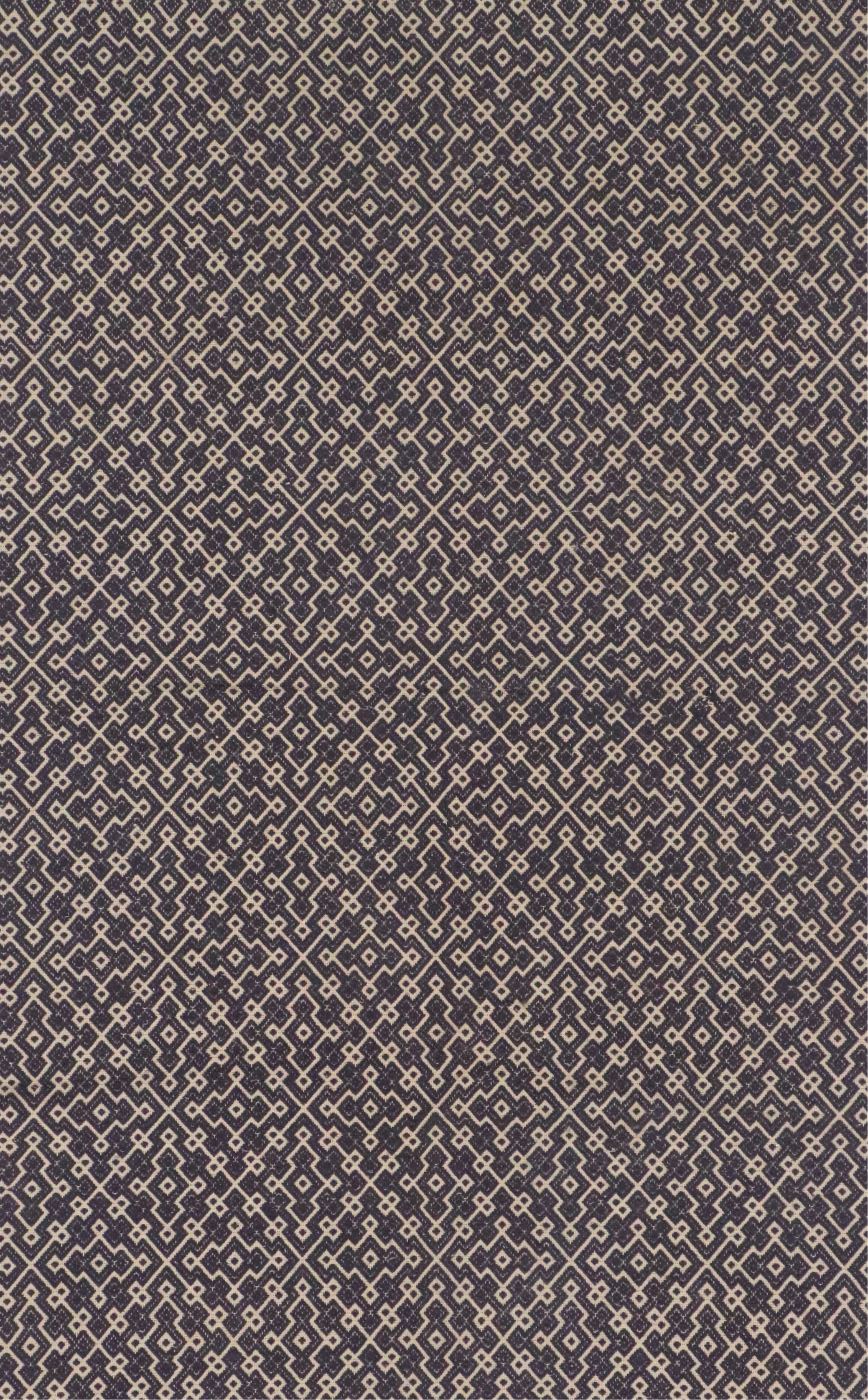 Navy Blue and White Geometric 4' x 7' Woven Tasseled Accent Rug