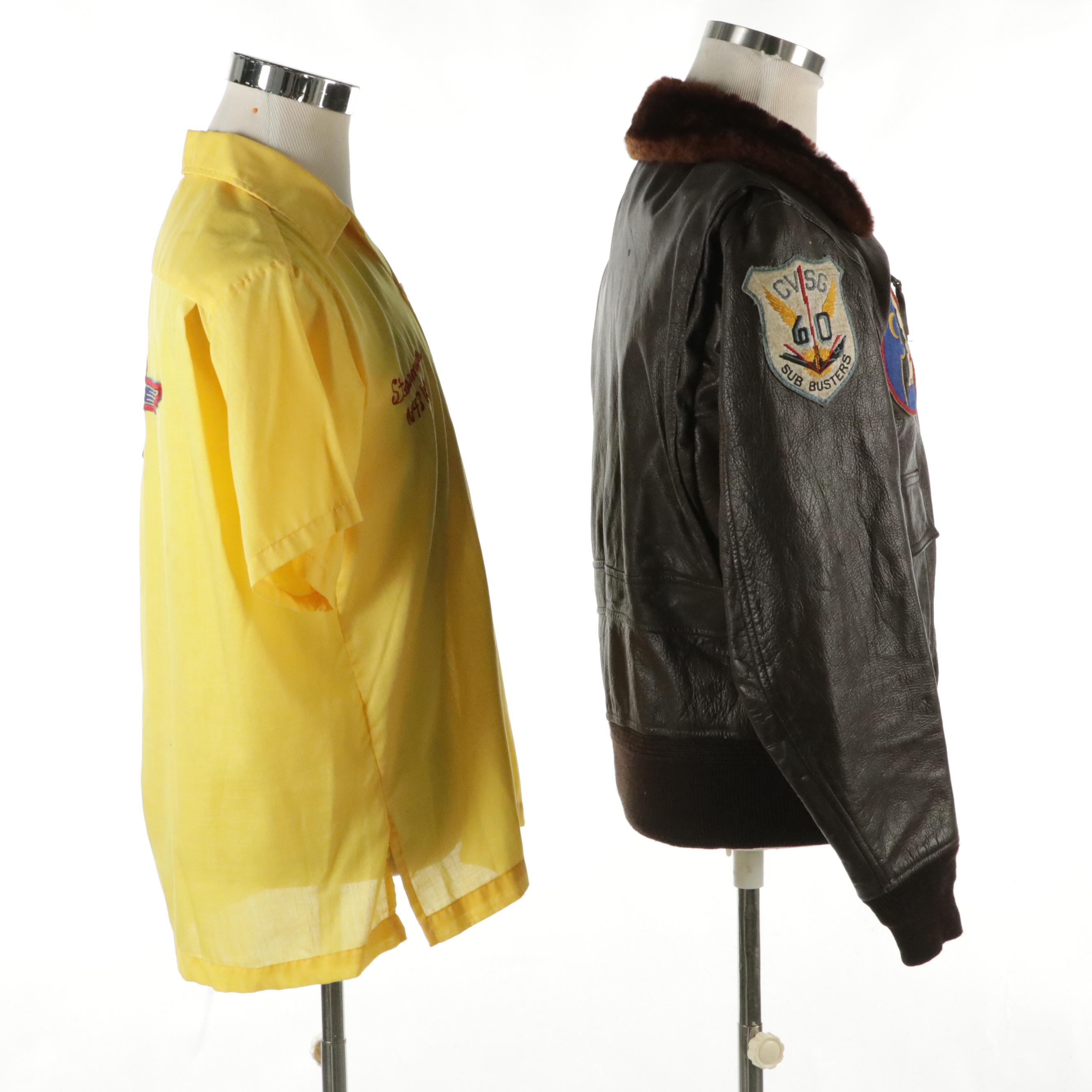 Vietnam War Era US Navy Type G-1 Flight Jacket with Commemorative Shirt/Hat