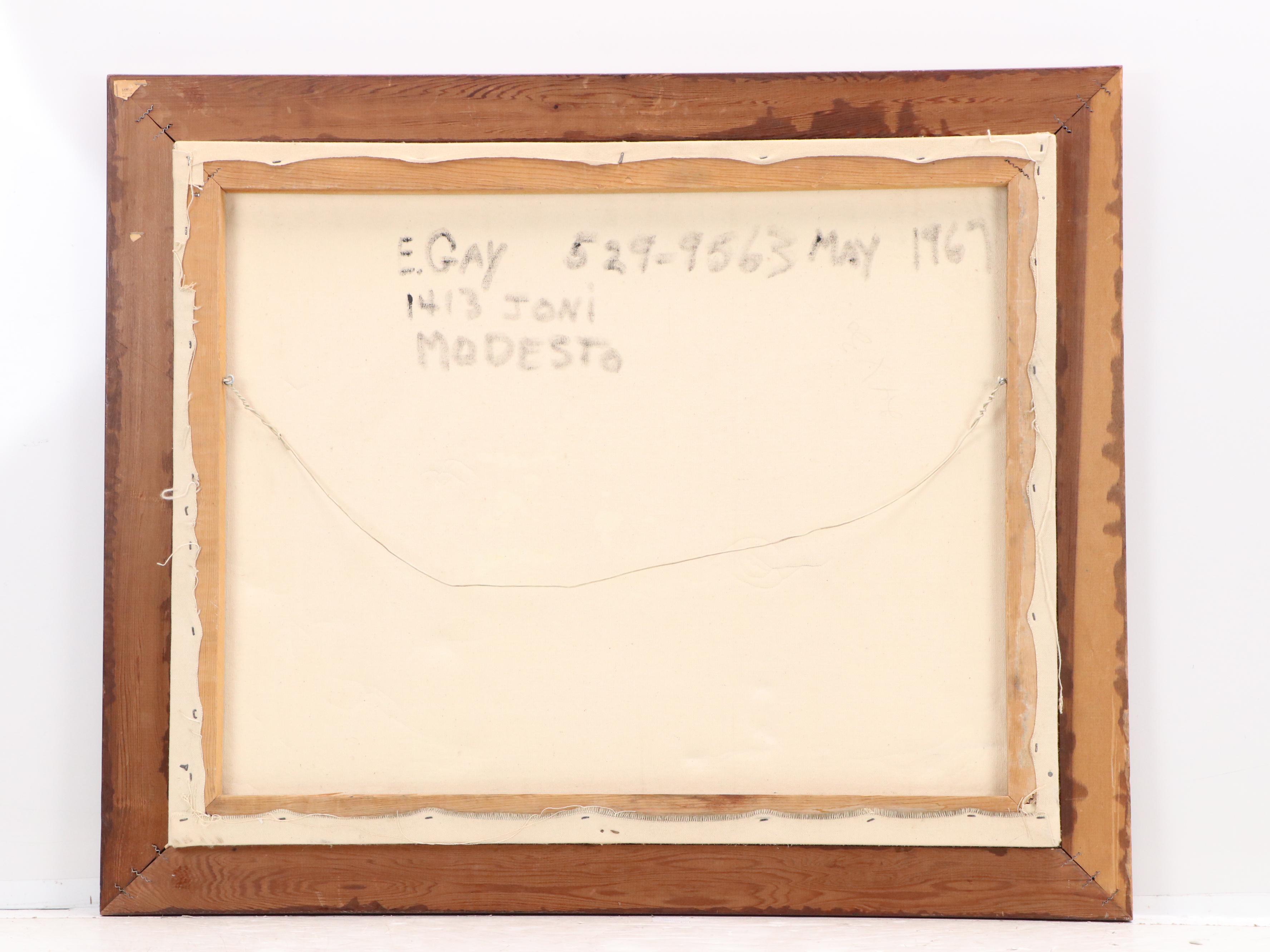 E. Gay Abstract Cityscape Acrylic Painting "Modesto," 1967