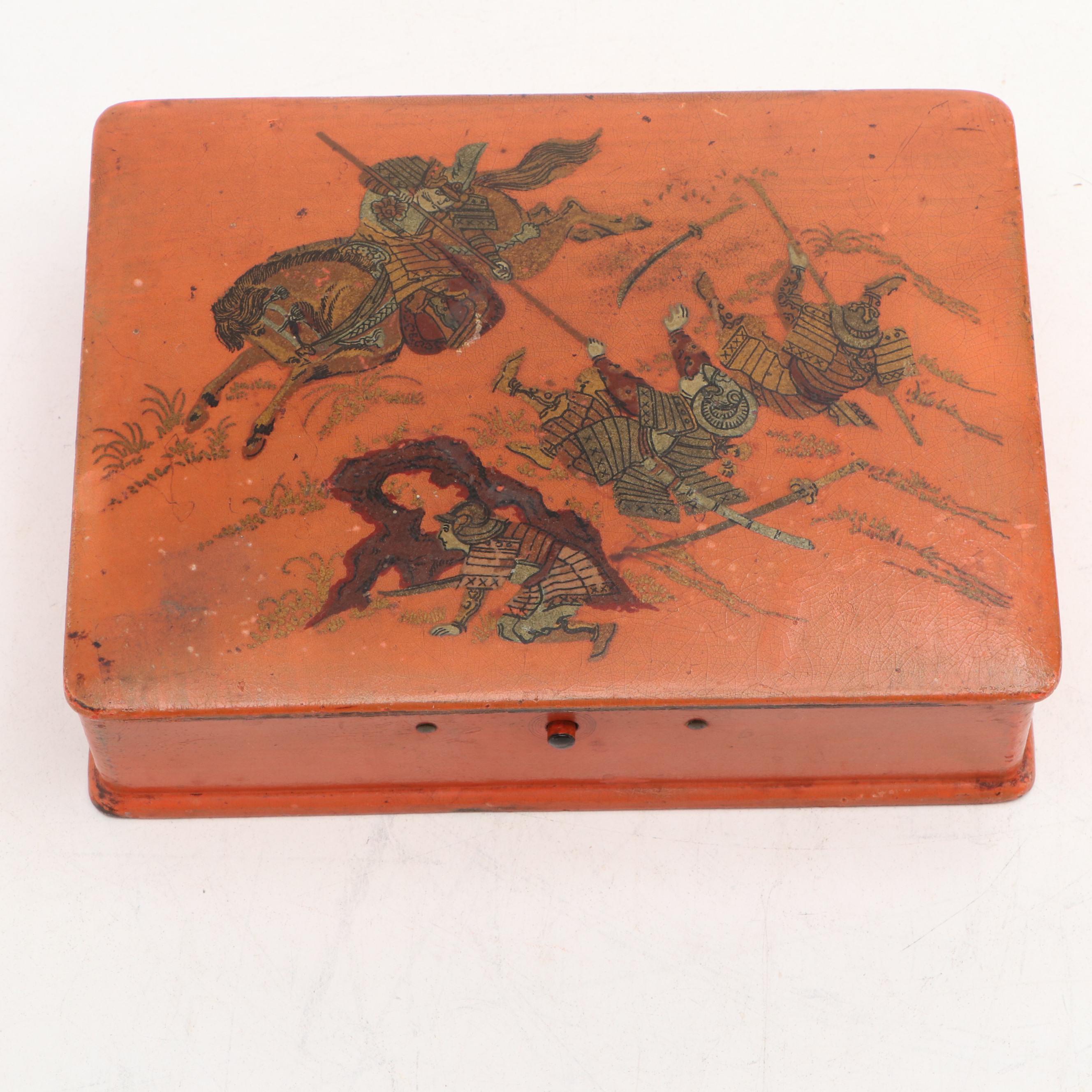 Japanese Imari Porcelain Bowl with Wood Jewelry Box