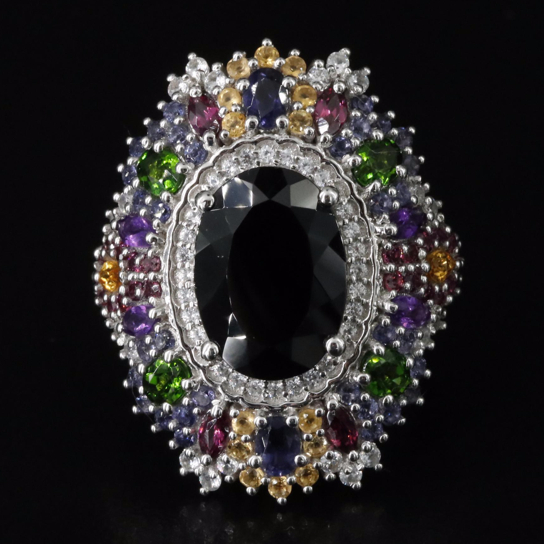 Sterling Spinel and Gemstone Ring