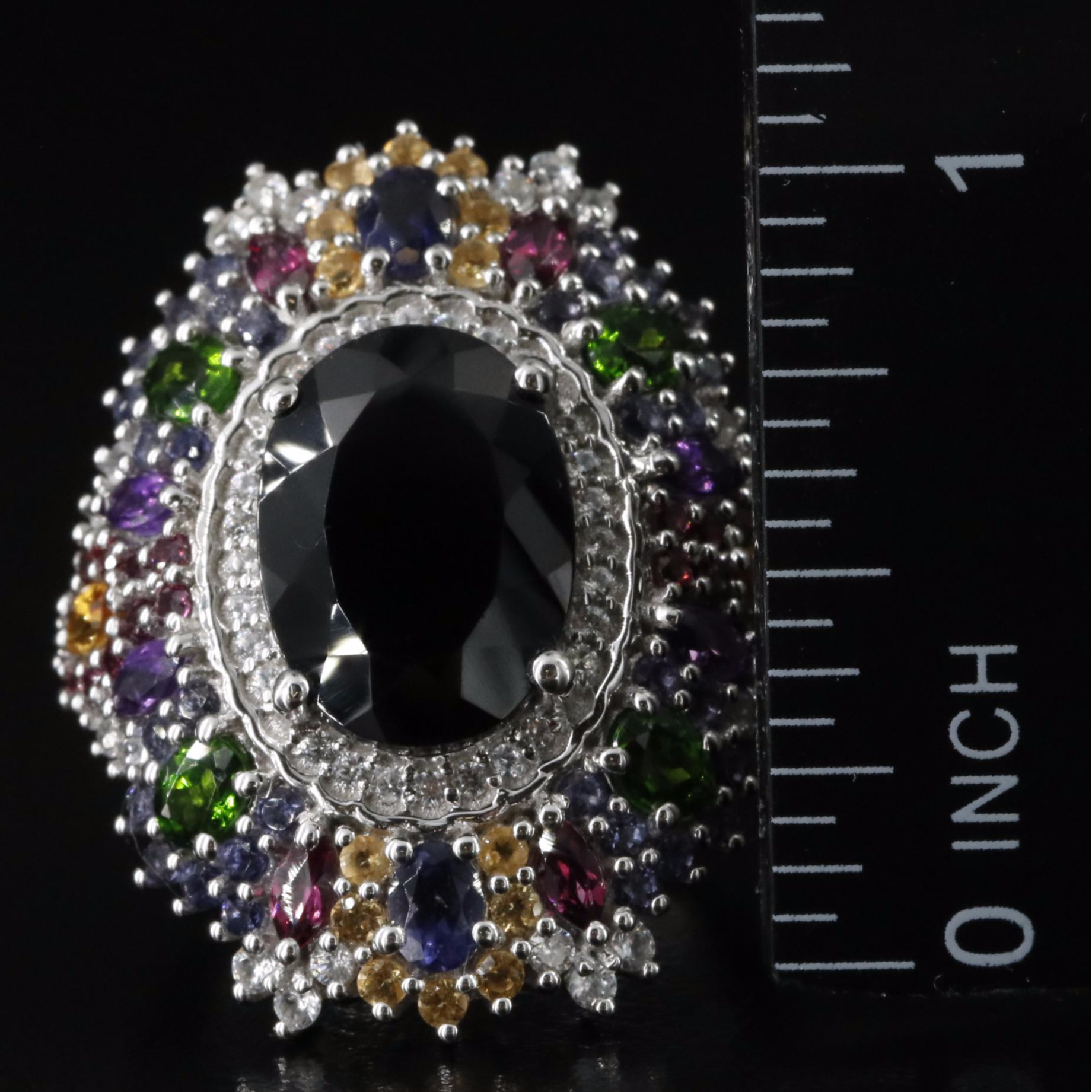 Sterling Spinel and Gemstone Ring