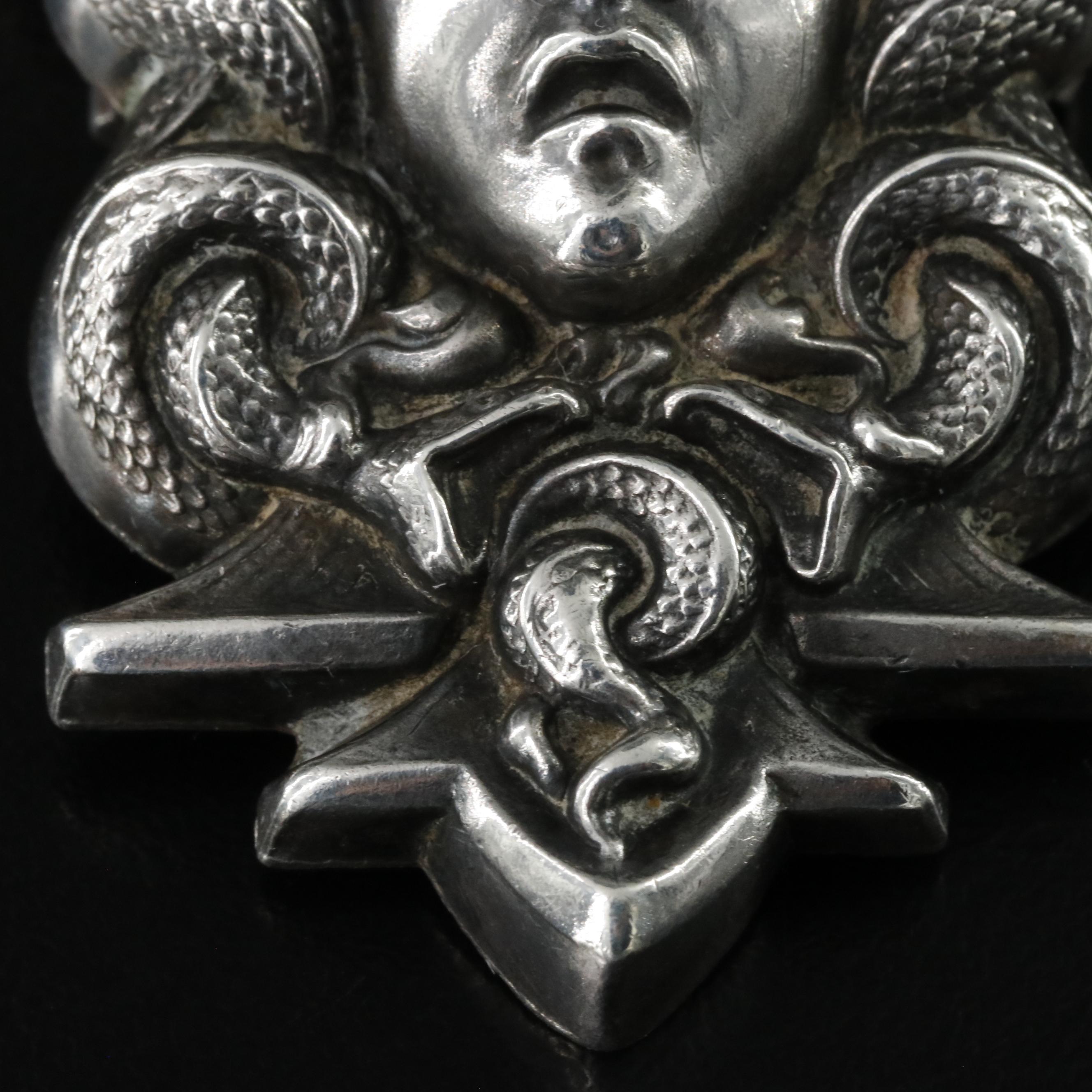 Art Nouveau William Kerr & Co. Sterling Medusa Brooch