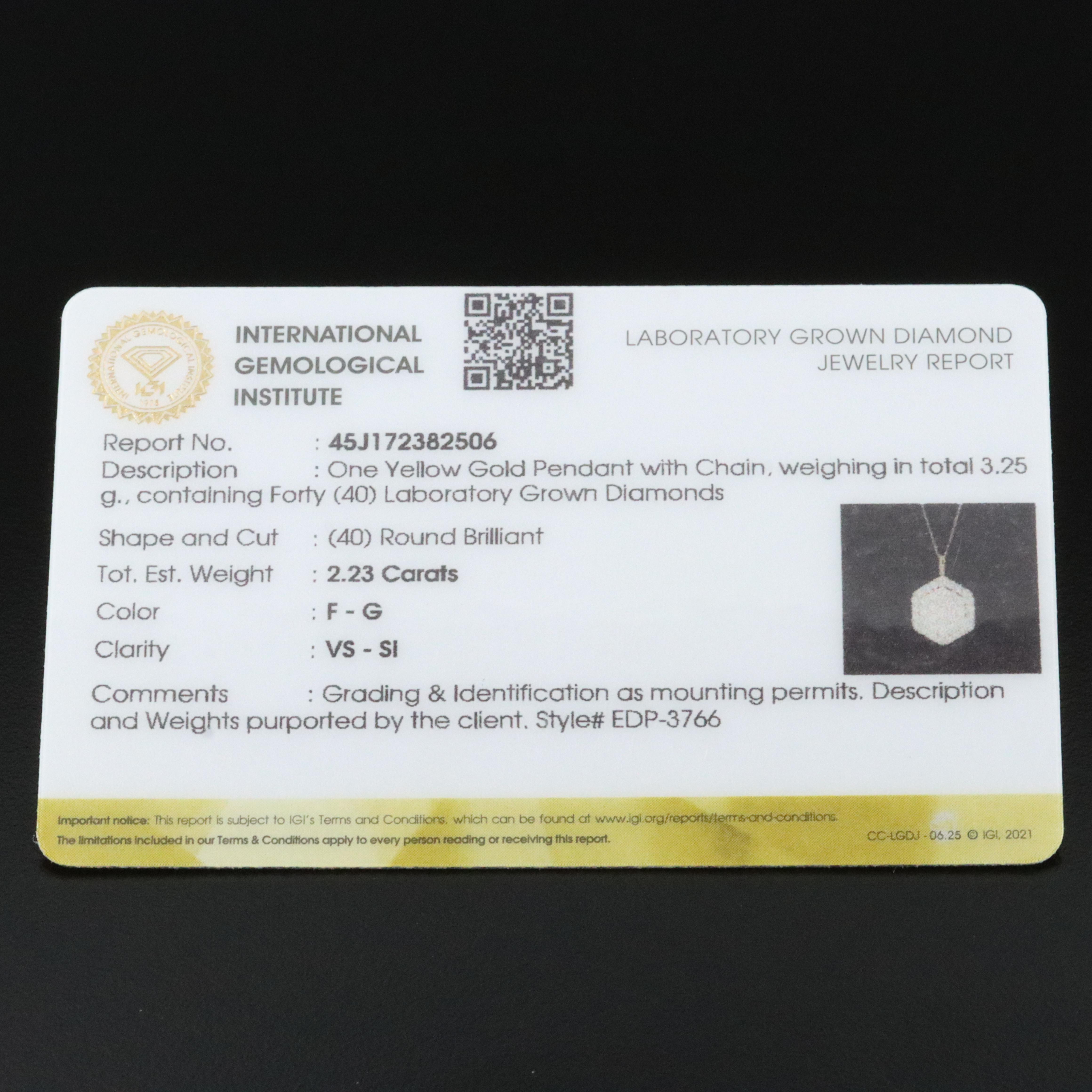 14K 2.23 CTW Lab Grown Diamond Pendant Necklace