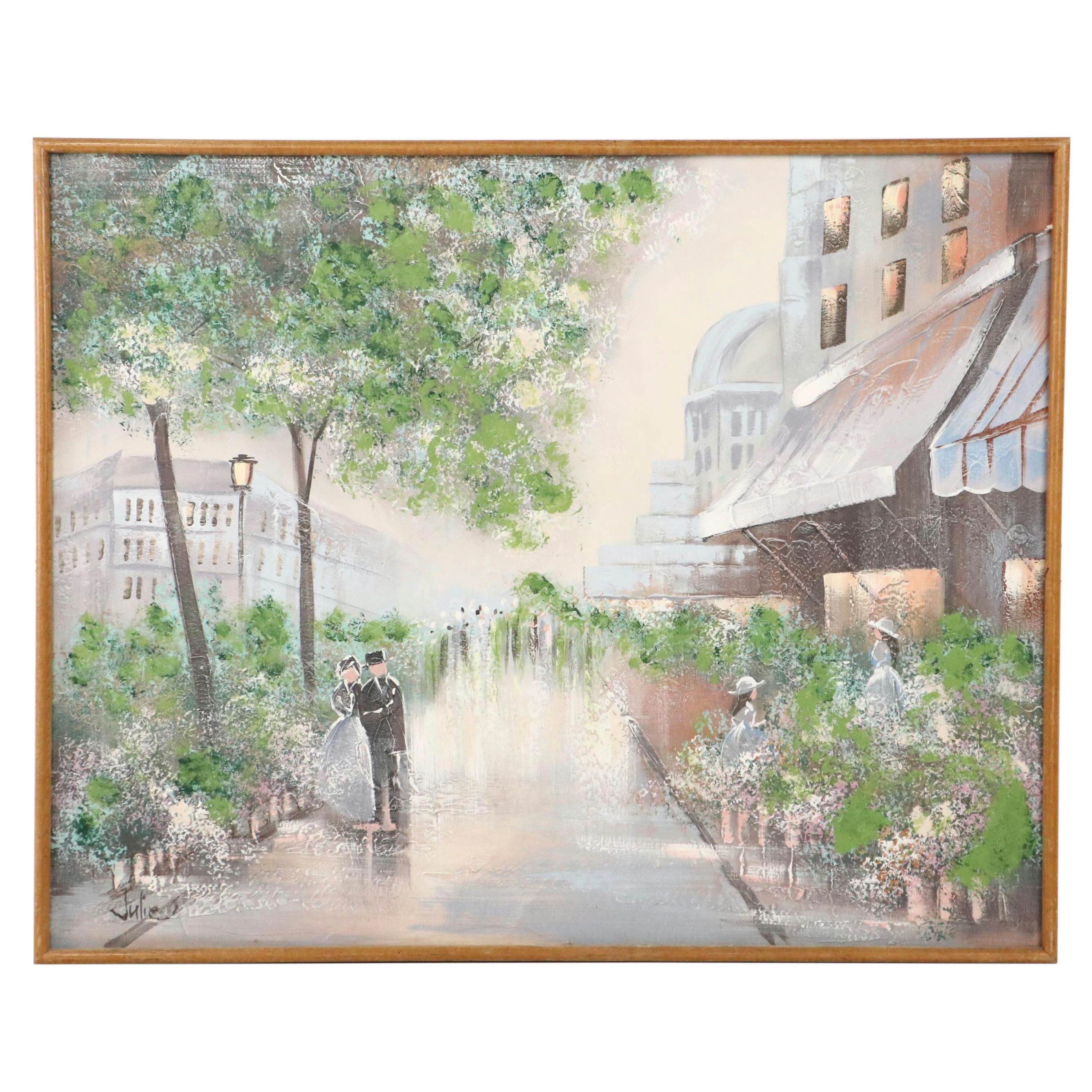 Acrylic Painting of Parisian Street Scene
