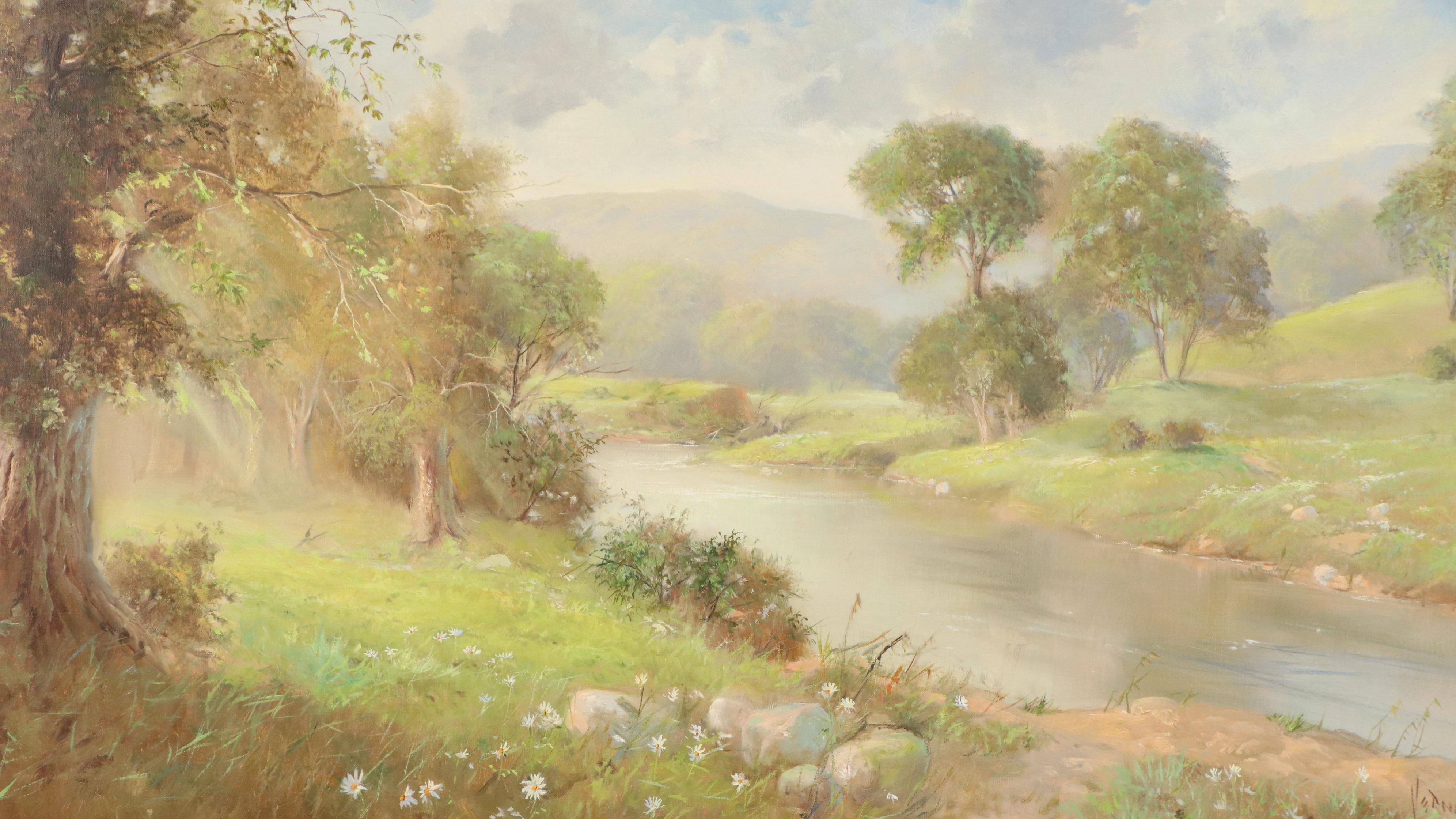 Vernon Kerr Mountainous River Landscape Oil Painting "Sign of Spring"