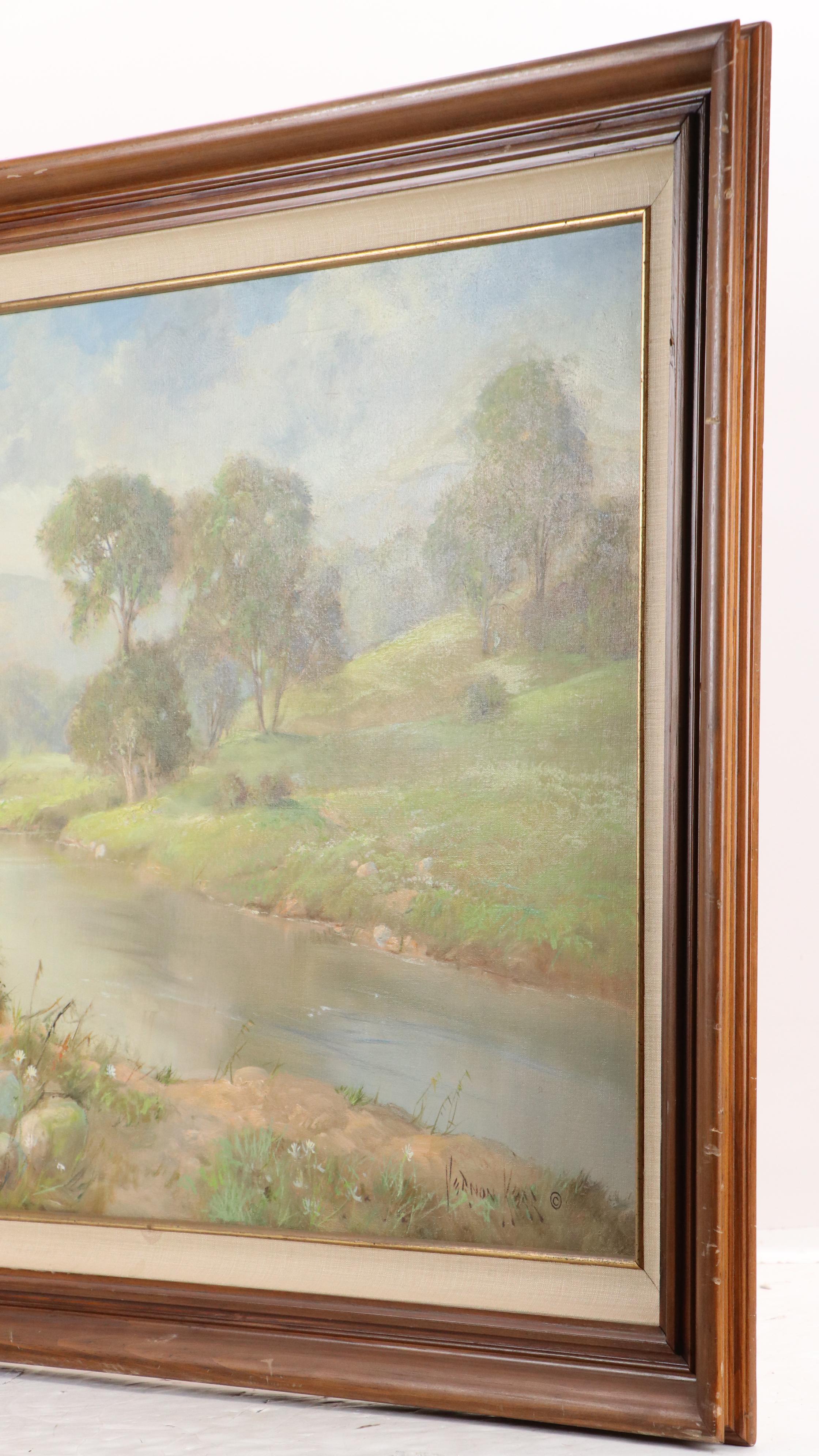 Vernon Kerr Mountainous River Landscape Oil Painting "Sign of Spring"