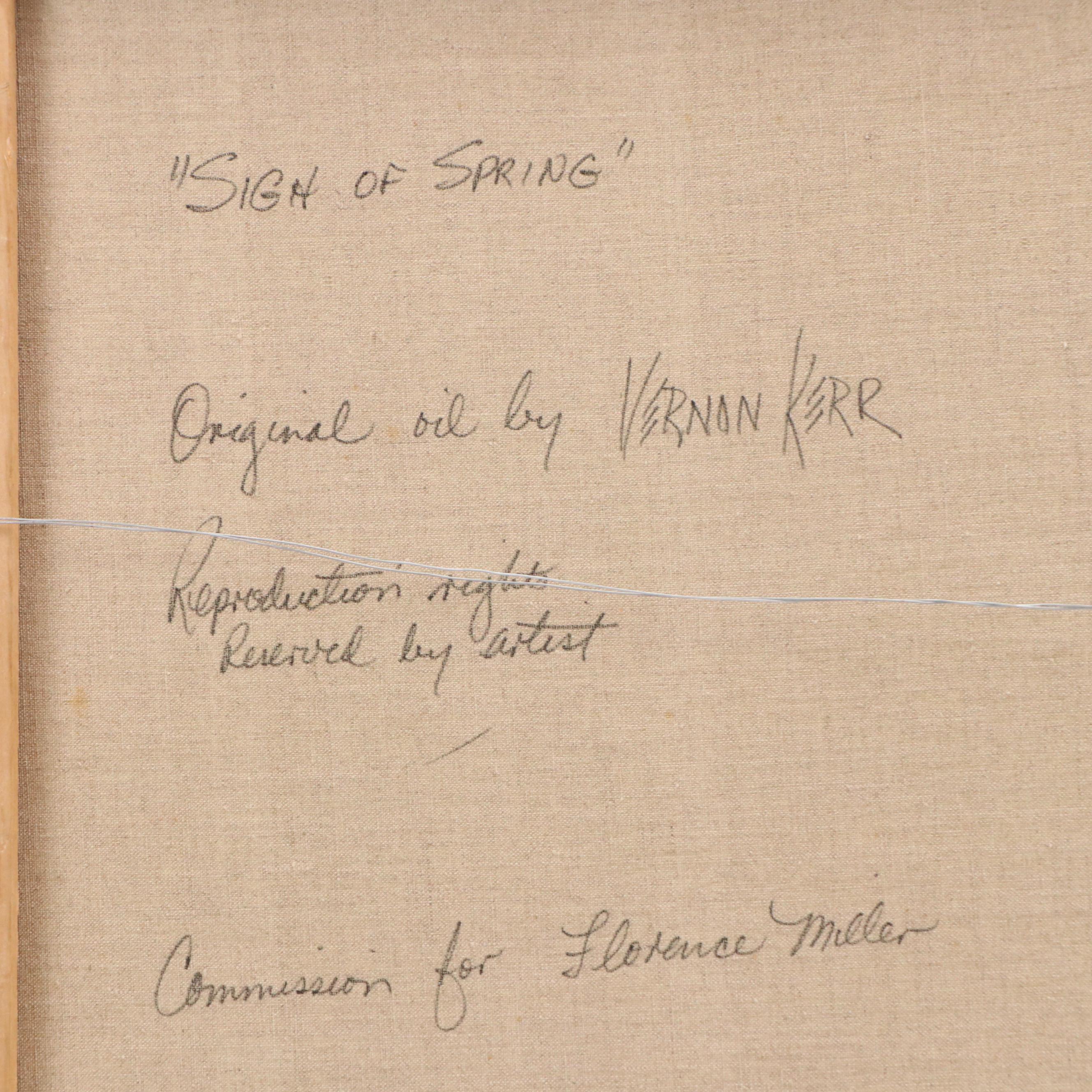 Vernon Kerr Mountainous River Landscape Oil Painting "Sign of Spring"