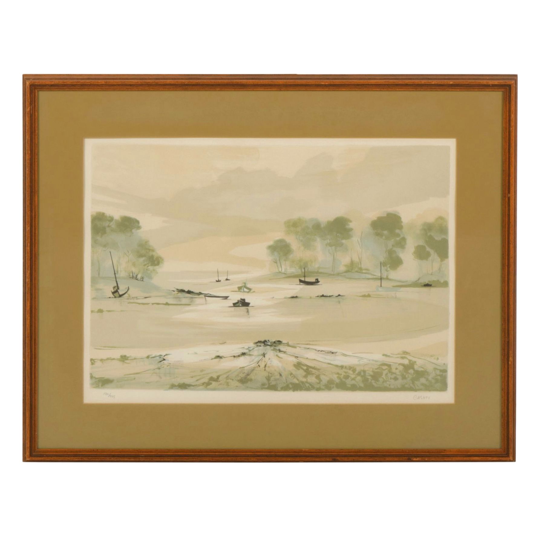 Claude Casati Seafoam Green Monochrome "Seascape" Chromolithograph, 1972