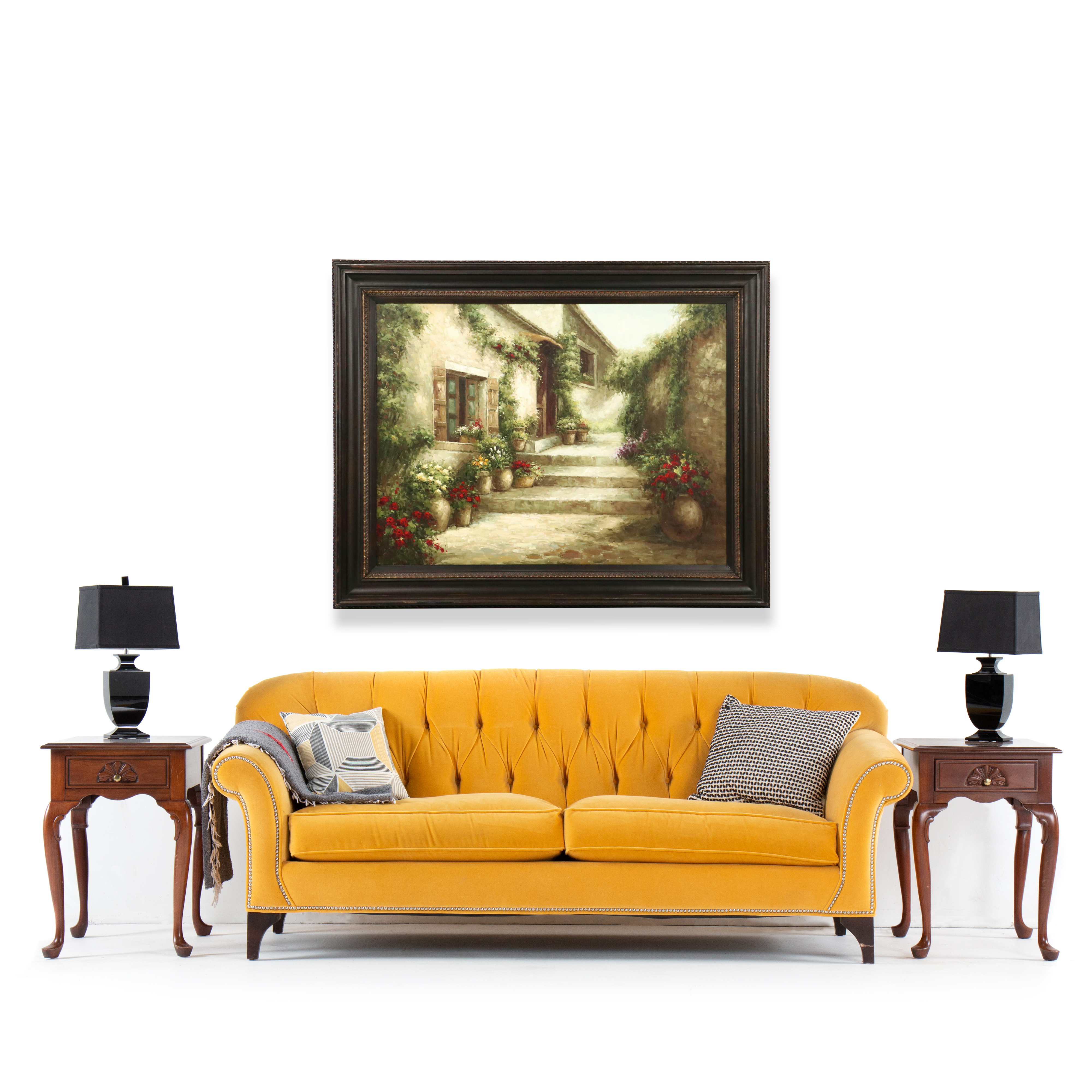 Oil Painting of Tuscan Courtyard, Circa 2010