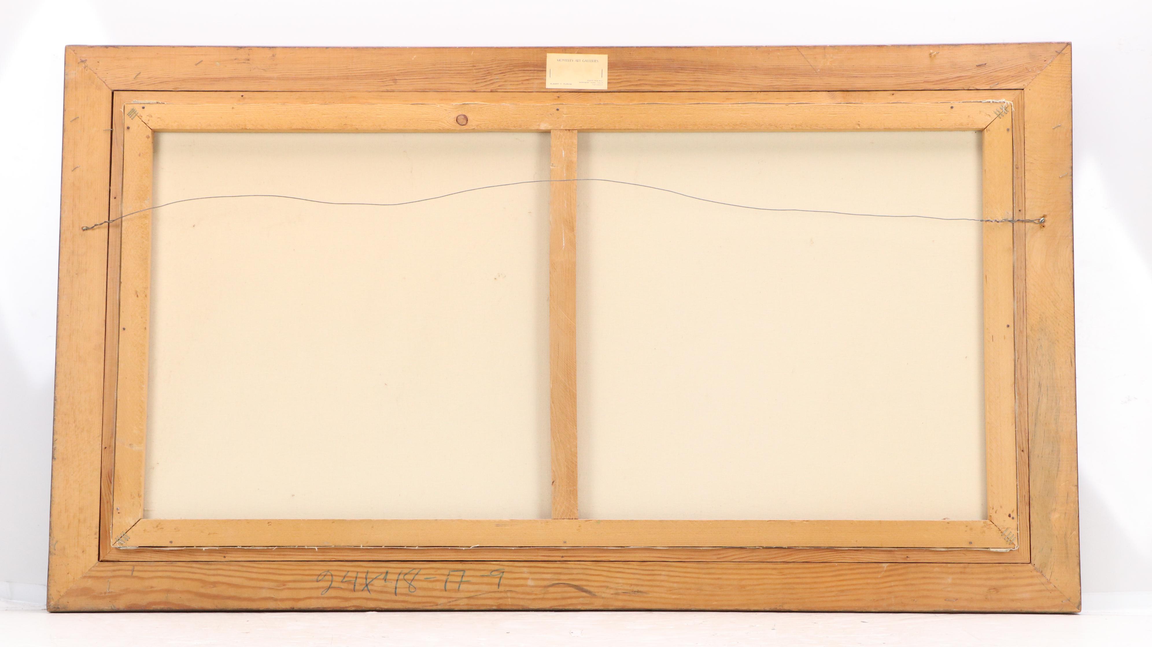 Dusk Mountainous Lake Landscape Oil Painting, Late 20th Century