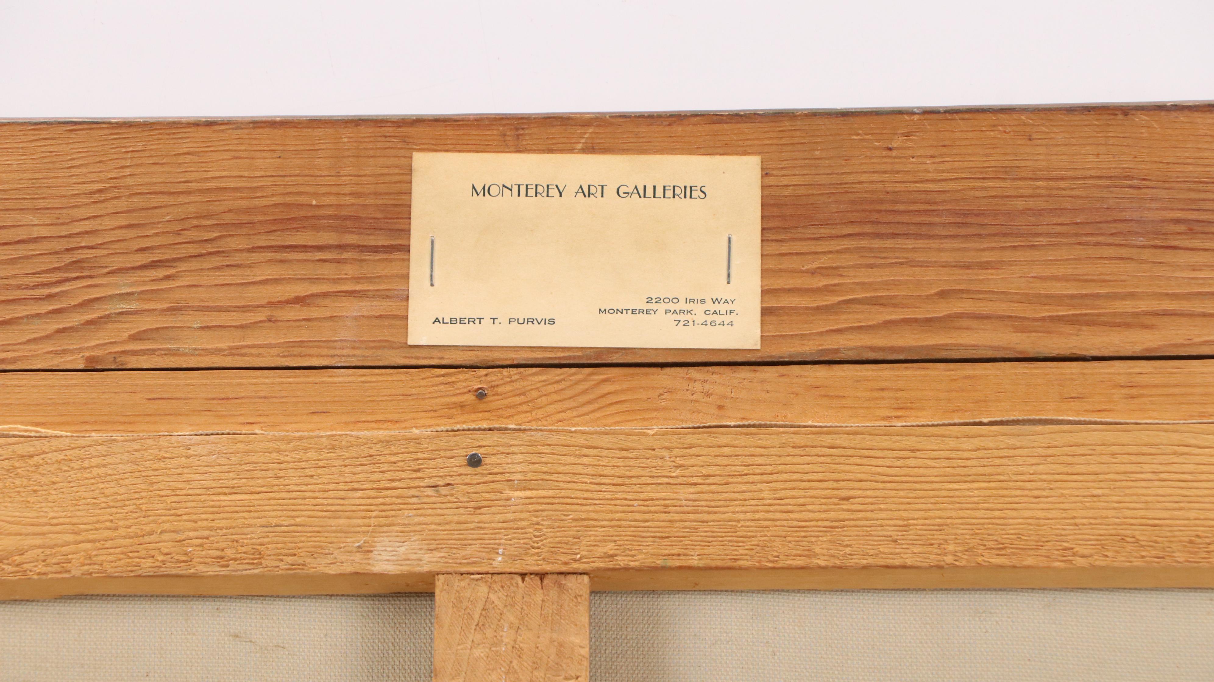 Dusk Mountainous Lake Landscape Oil Painting, Late 20th Century