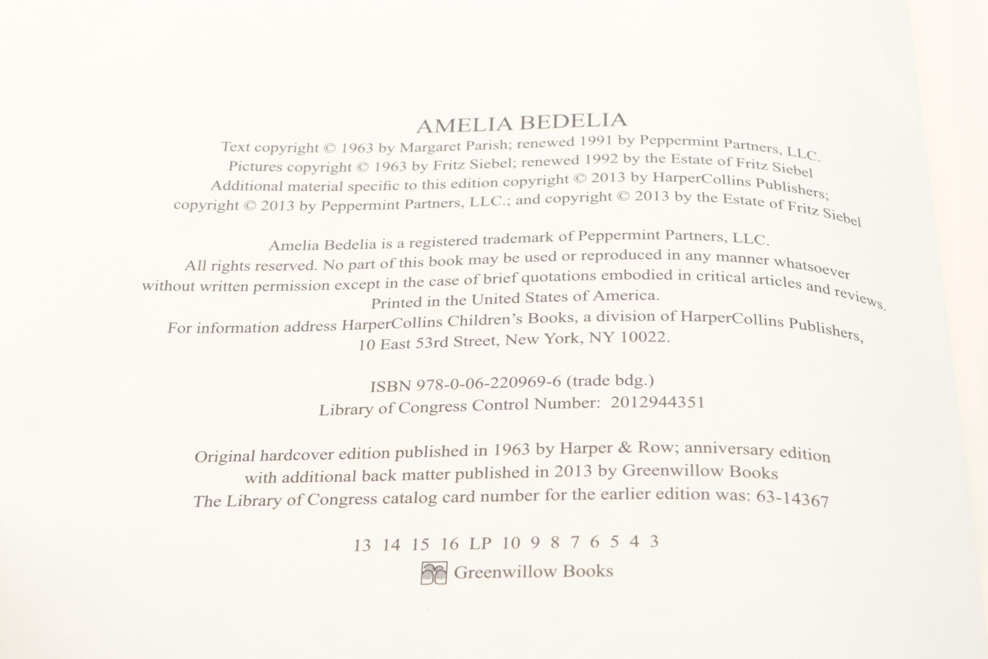 50th Anniversary Edition of "Amelia Bedelia" by Peggy Parish with Other Books