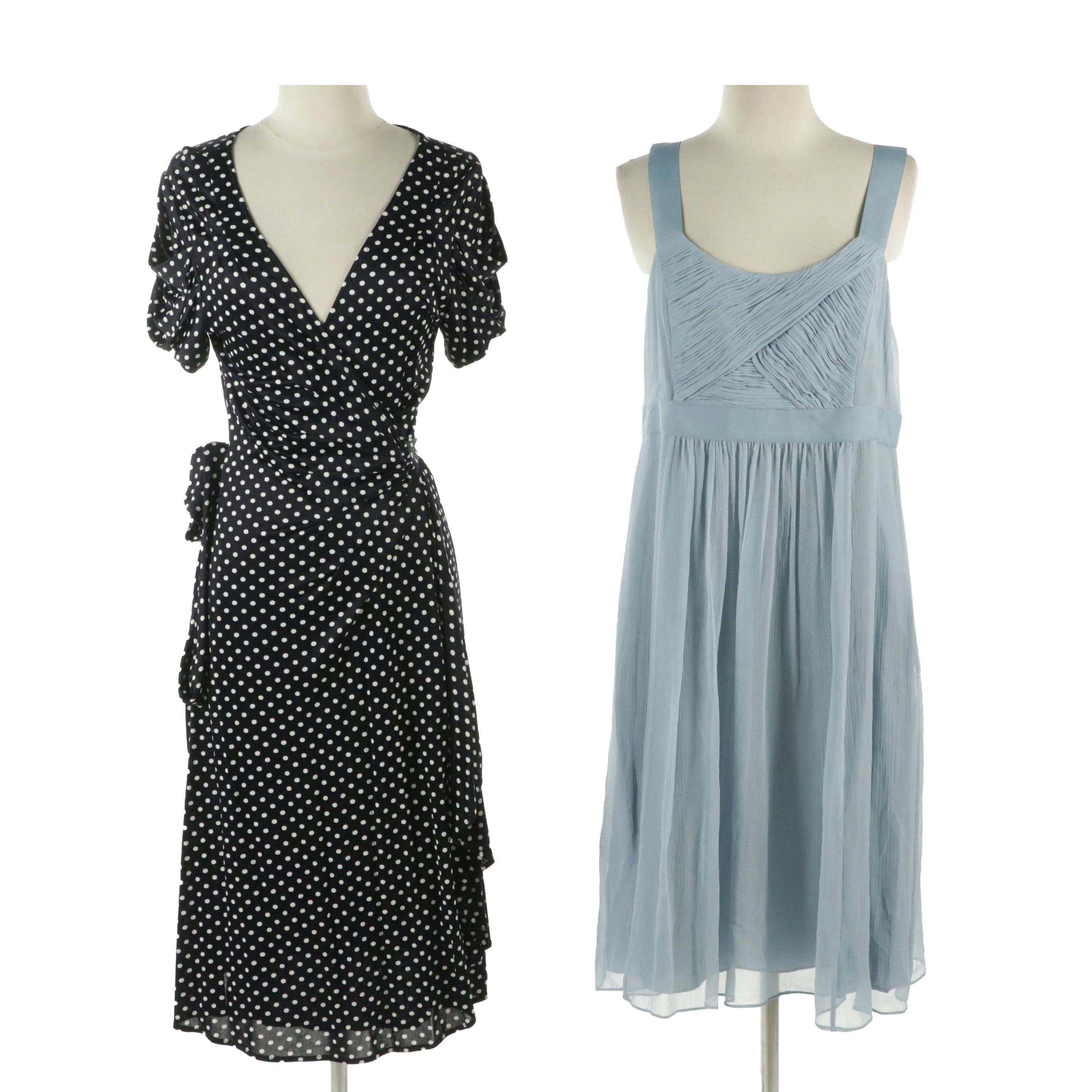 Boden Blue Silk Crepe Sleeveless Dress & Matthew Stevens Wrap Dress with Tags
