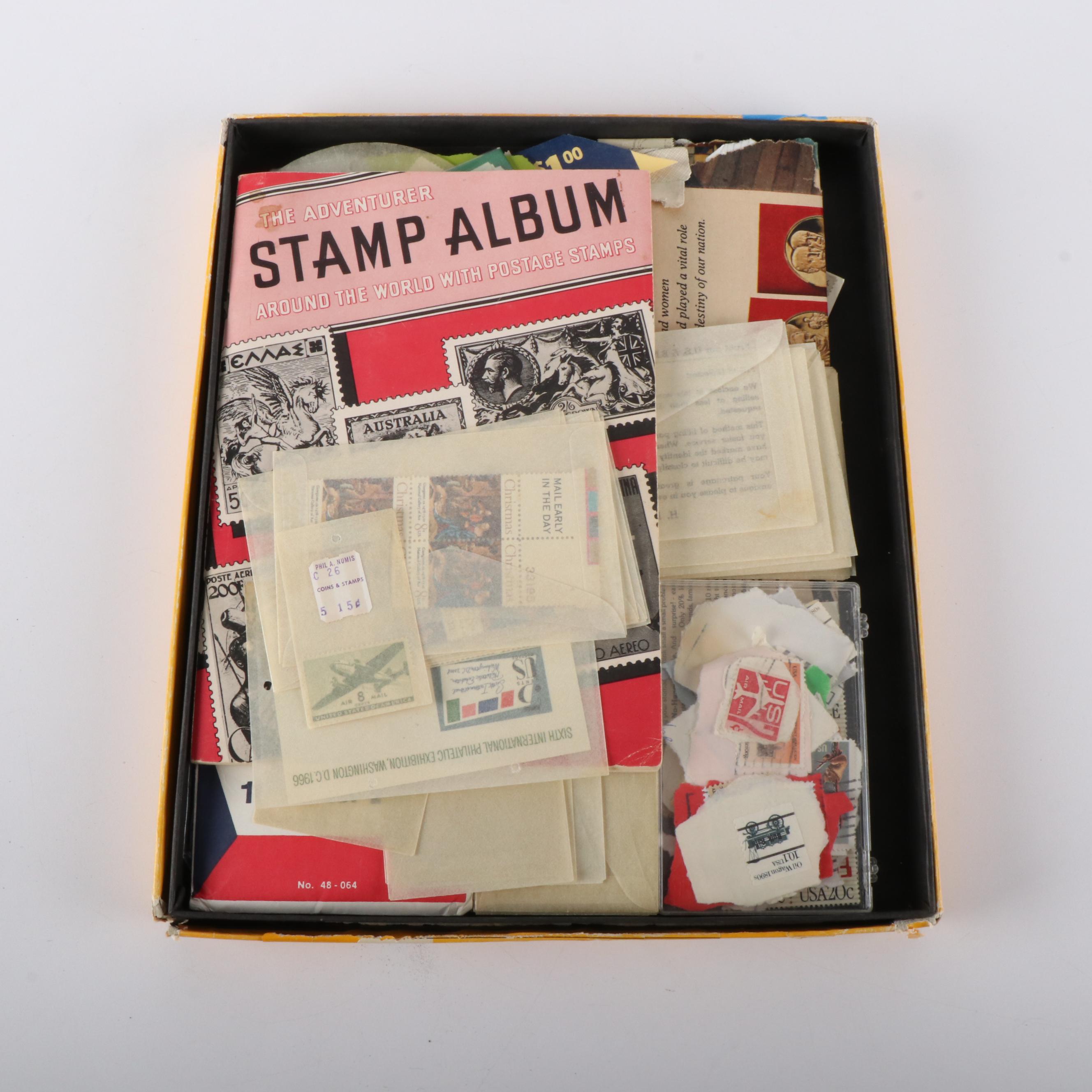 A Scotts "National Postage Stamp Album" for U.S. Stamps and 3 Boxes of Stamps