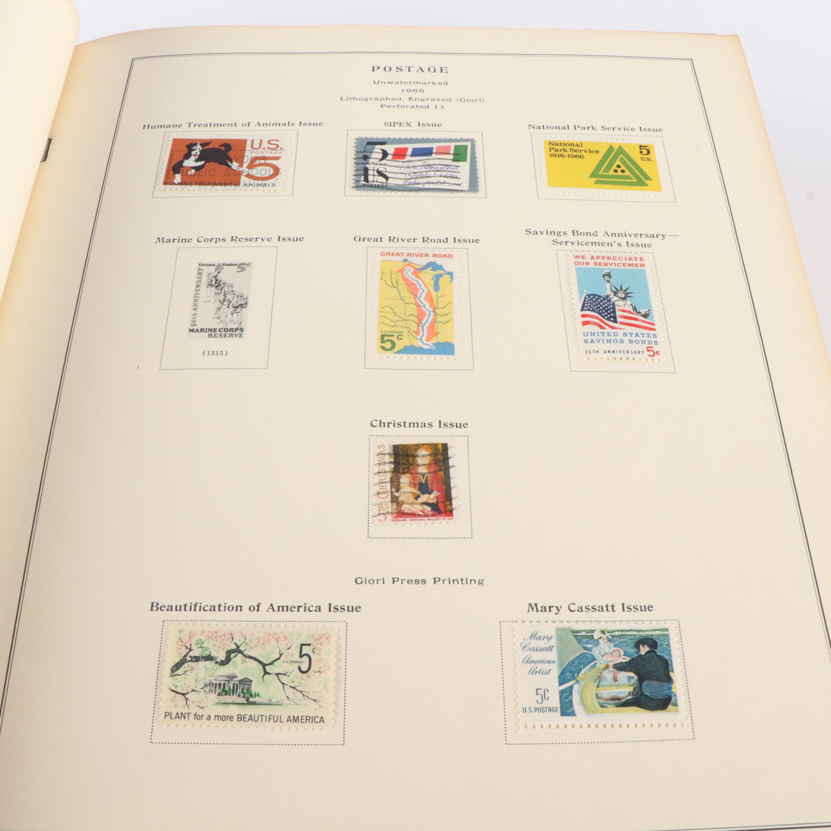 A Scotts "National Postage Stamp Album" for U.S. Stamps and 3 Boxes of Stamps