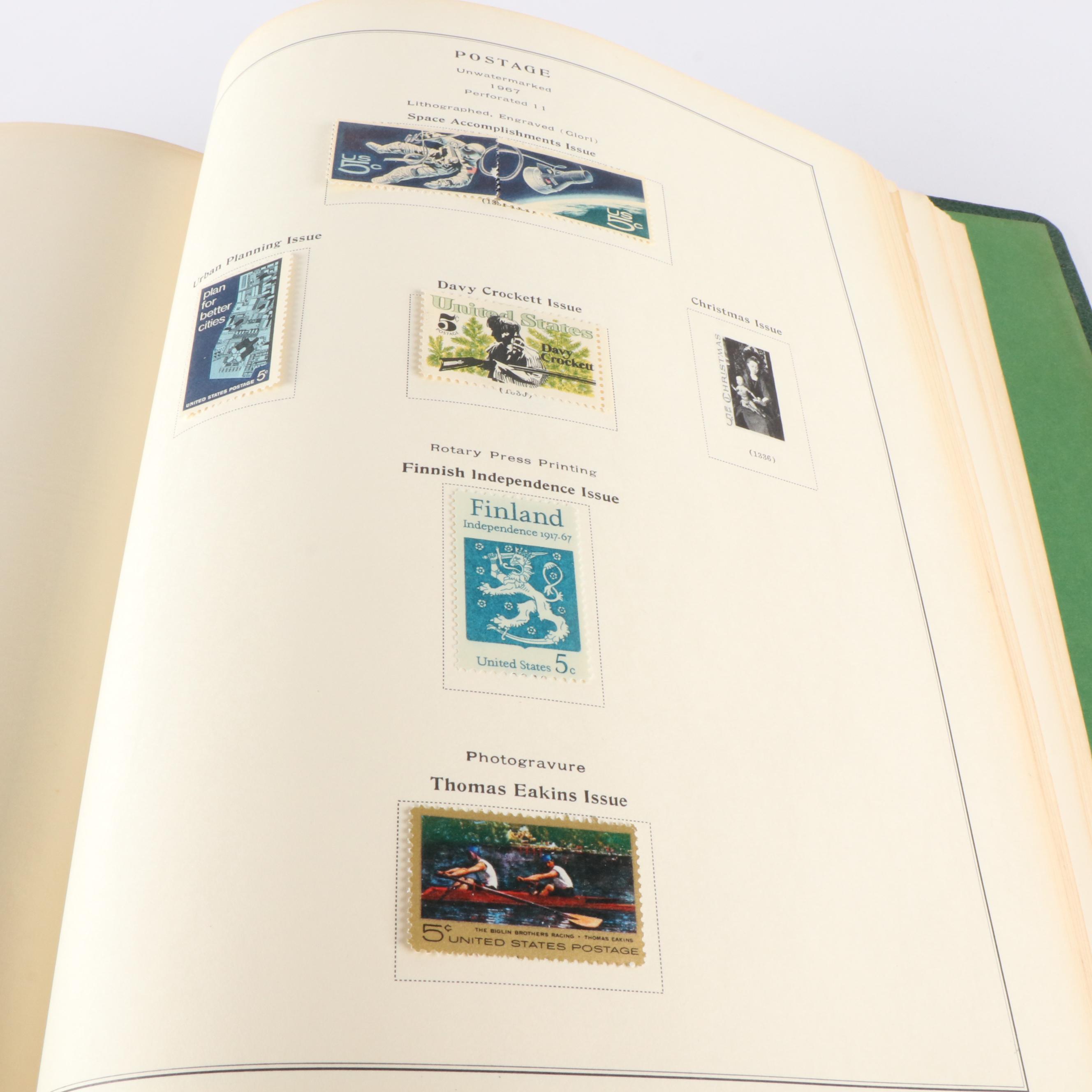 A Scotts "National Postage Stamp Album" for U.S. Stamps and 3 Boxes of Stamps