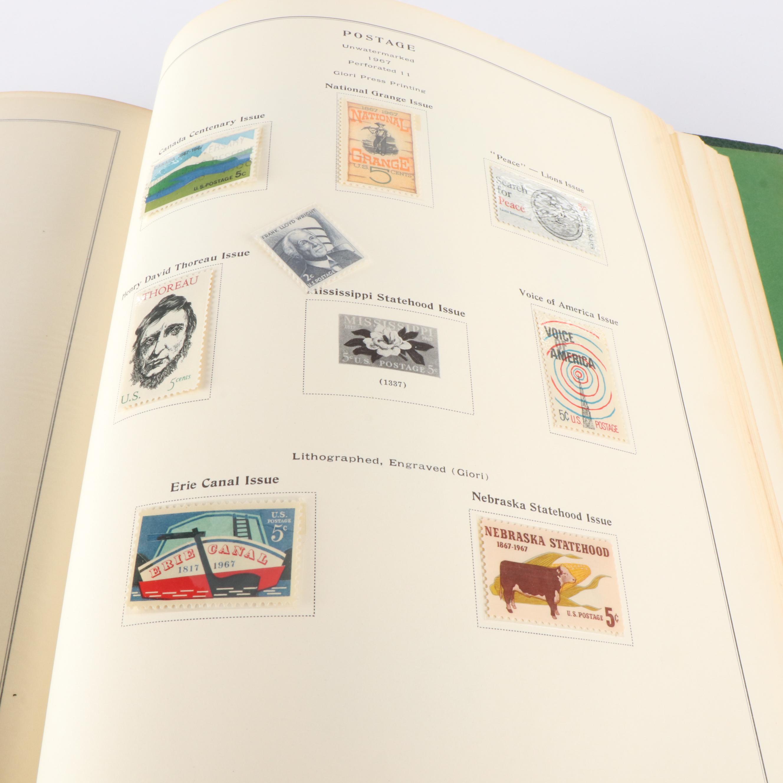 A Scotts "National Postage Stamp Album" for U.S. Stamps and 3 Boxes of Stamps