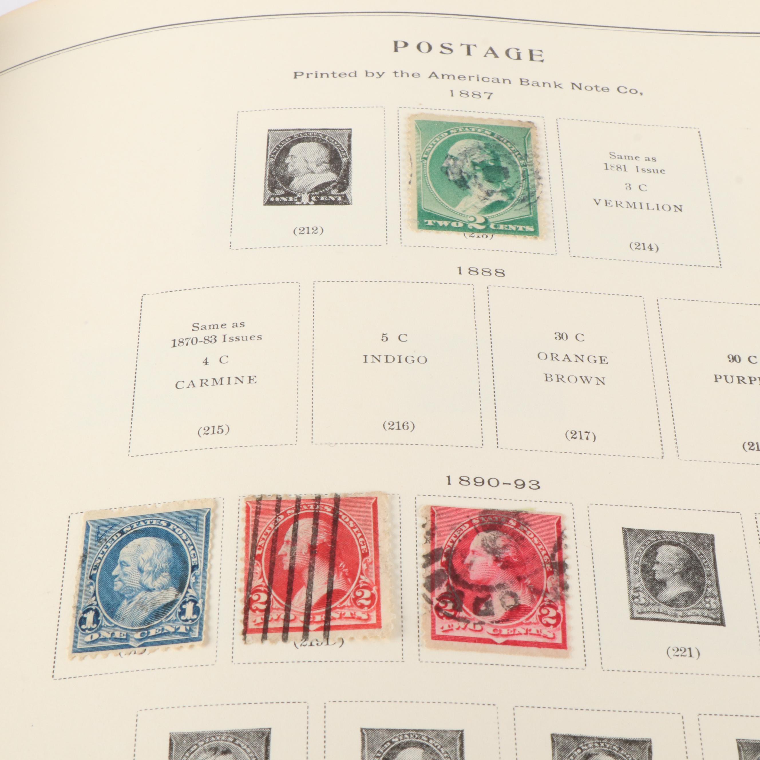 A Scotts "National Postage Stamp Album" for U.S. Stamps and 3 Boxes of Stamps